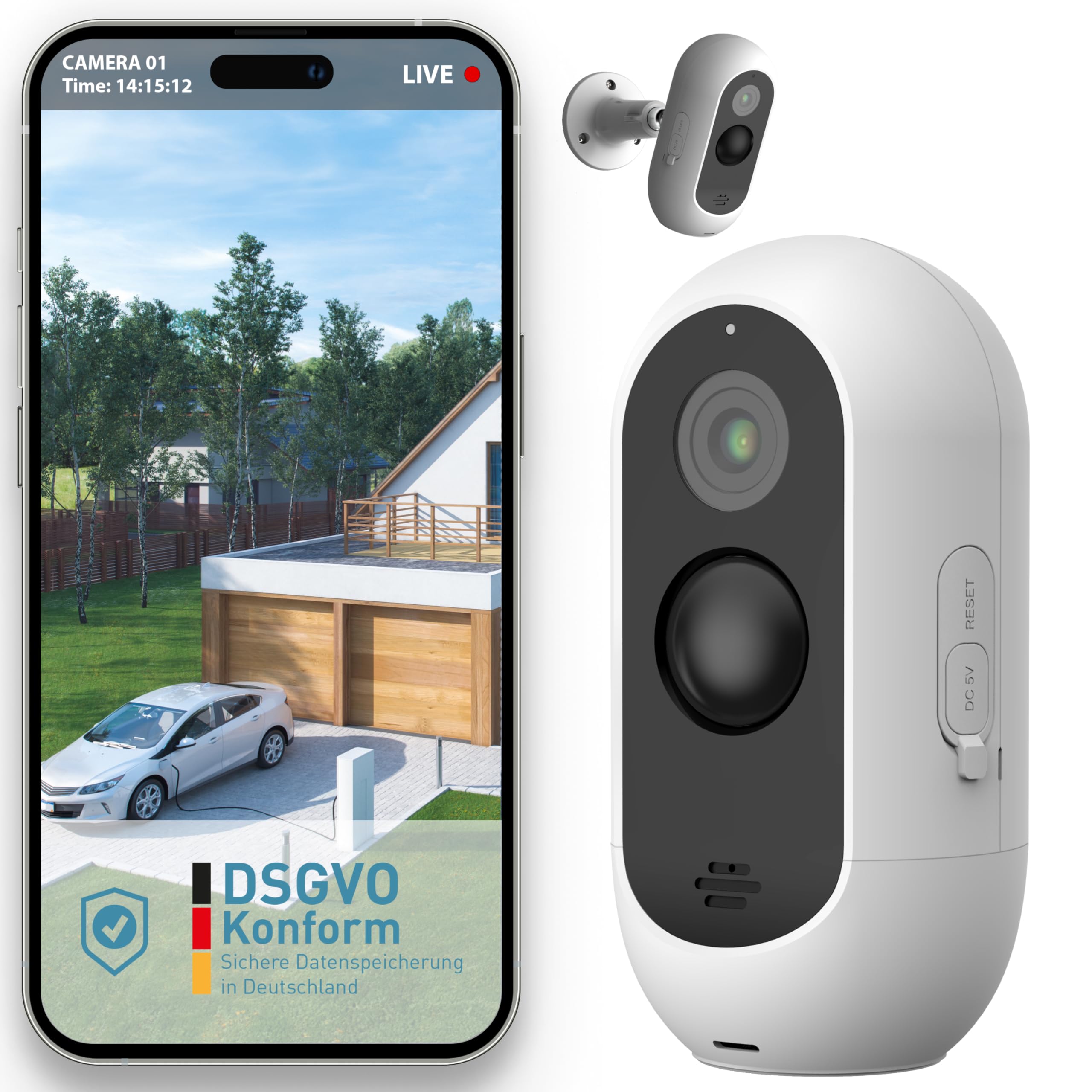 PetTec Pet Camera with App/Dog Camera with App - Wireless outdoor surveillance camera WLAN for dogs with extra strong battery (< 9 months), Full HD outdoor camera with 2-way audio & motion detector