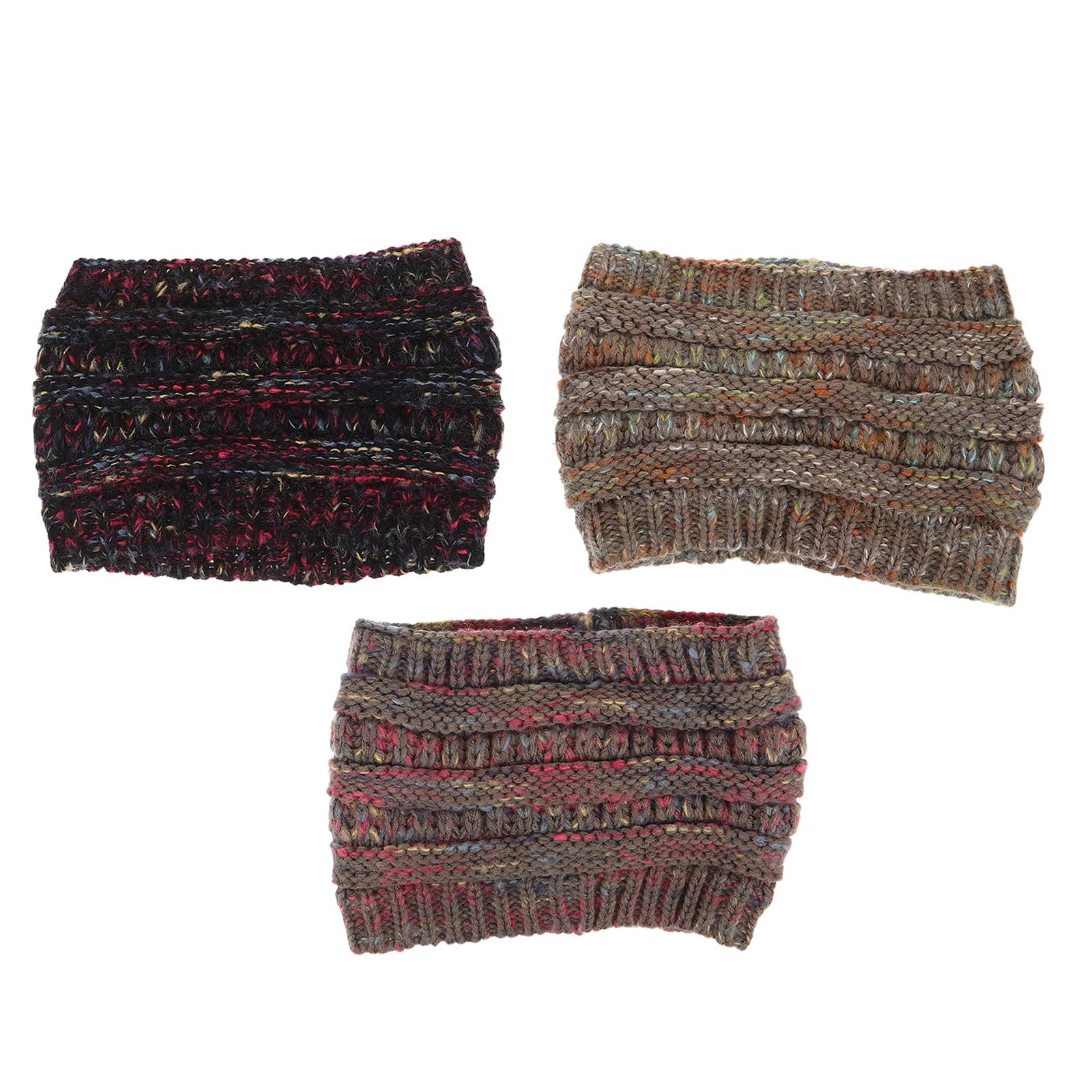 Lot de 3 bandeaux chauds tricotés pour filles et femmes - Foulards extensibles crochet, doux et thermiques, parfaits pour les festivals et les activités de plein air.