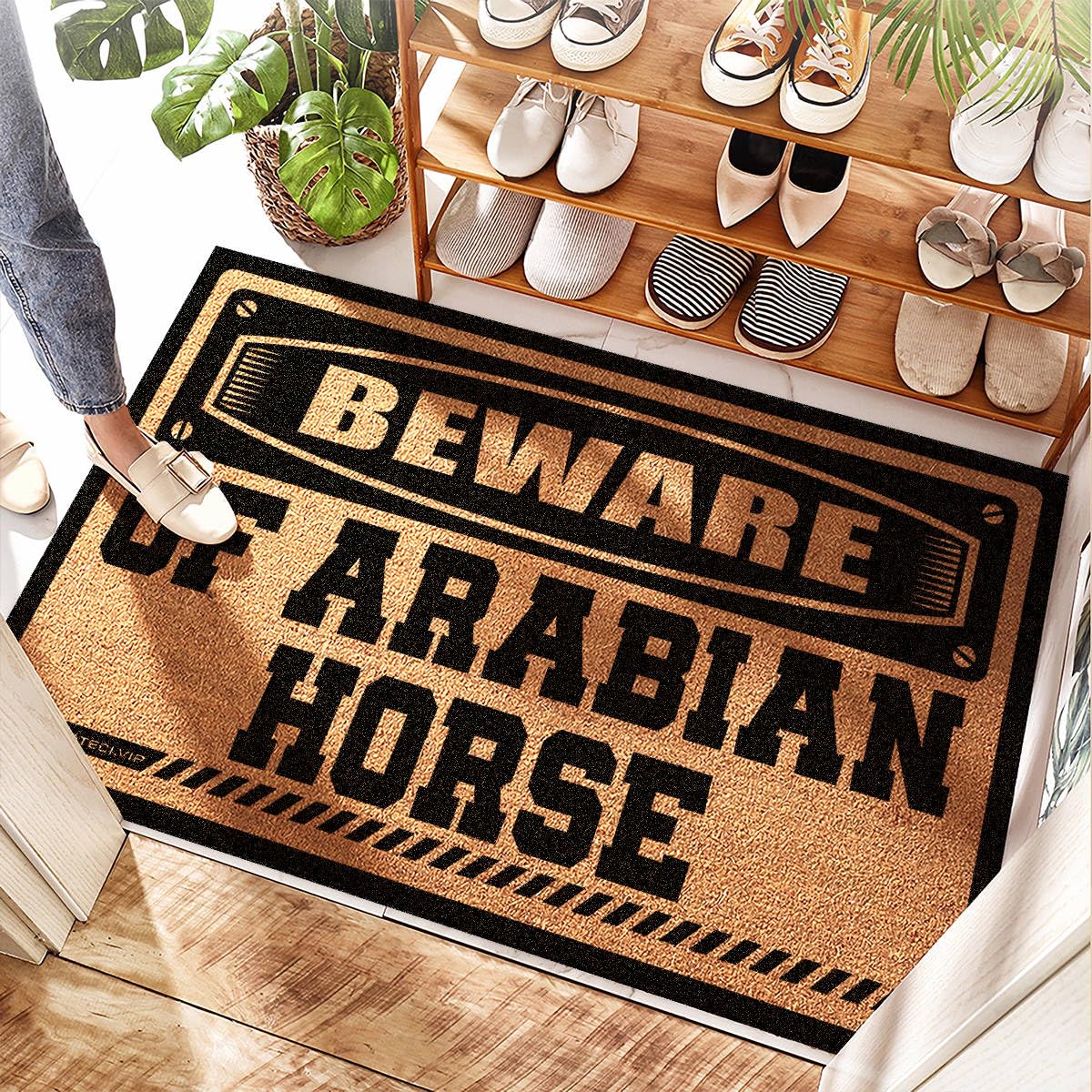 Paillasson antidérapant en coco grattant Beware of Arabian Horse