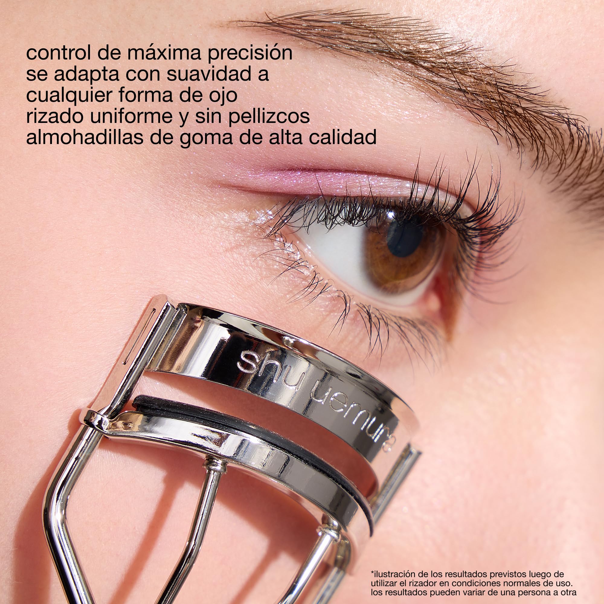 Shu Uemura Rizador de Pestañas, Diseño Único, Rizador de Pestañas Profesional, Óptima Curvatura, Pestañas Más Largas, Preciso y Sin Pellizcar, Recambio de Almohadilla de Silicona Incluido