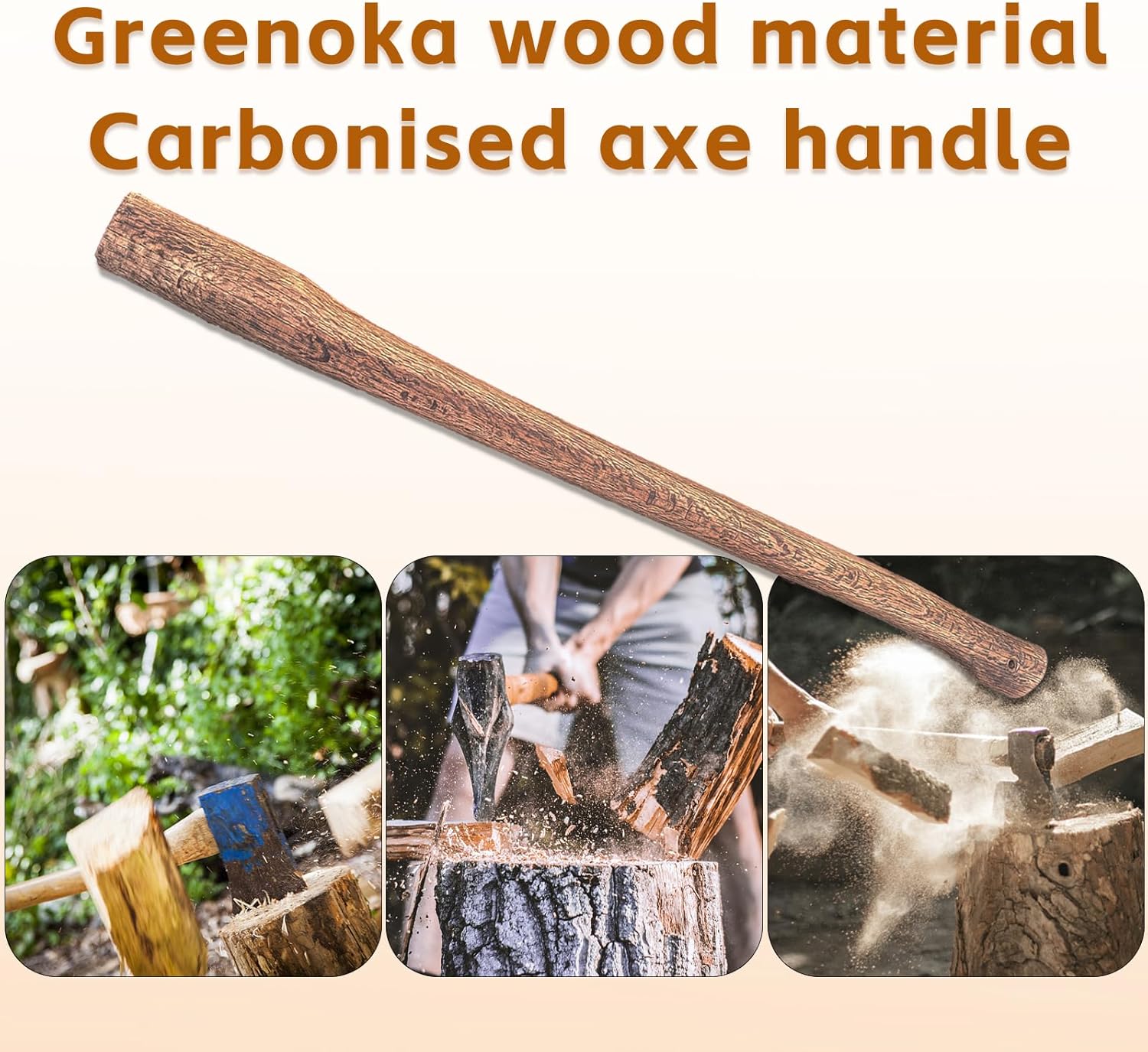 1 Pack 35.4in Wood Axe Handle Replacement with Wooden and Steel Wedges-Hatchet Handle Replacement Axe (35.4in)