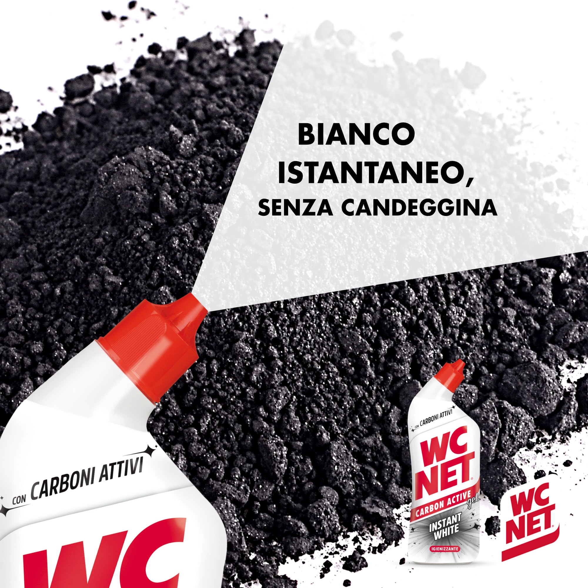 Wc Net – Carbon Active Instant White, Detergente Liquido per WC con Carboni Attivi, Prevenzione del Calcare e Igienizzante per WC, 700ml x 4 Confezioni
