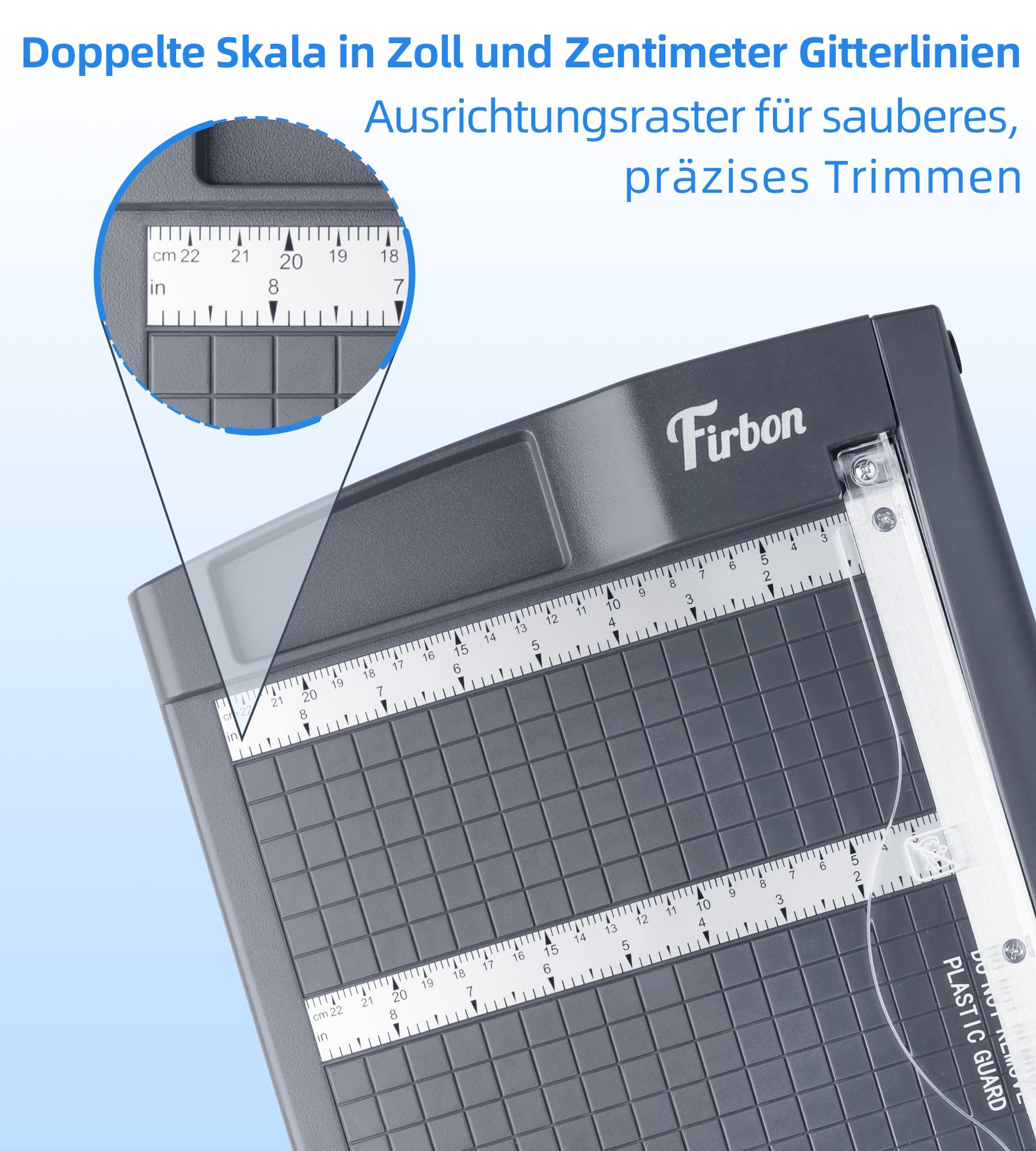Firbon 12" Guillotine Papierschneider,Schneidemaschine, Hebelschneider 12 Blatt Schneidleistung (80g A4) Mit Sicherheitsvorrichtung und Klingenarretierung für Karton, Fotos, Büro, Schule, Studio