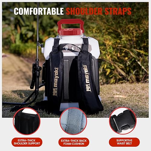 Vista 5 de Pulverizador de mochila de 3 galones con batería compatible con batería Milwaukee de 18 V, rociador eléctrico de jardín de 55 PSI con batería de 18