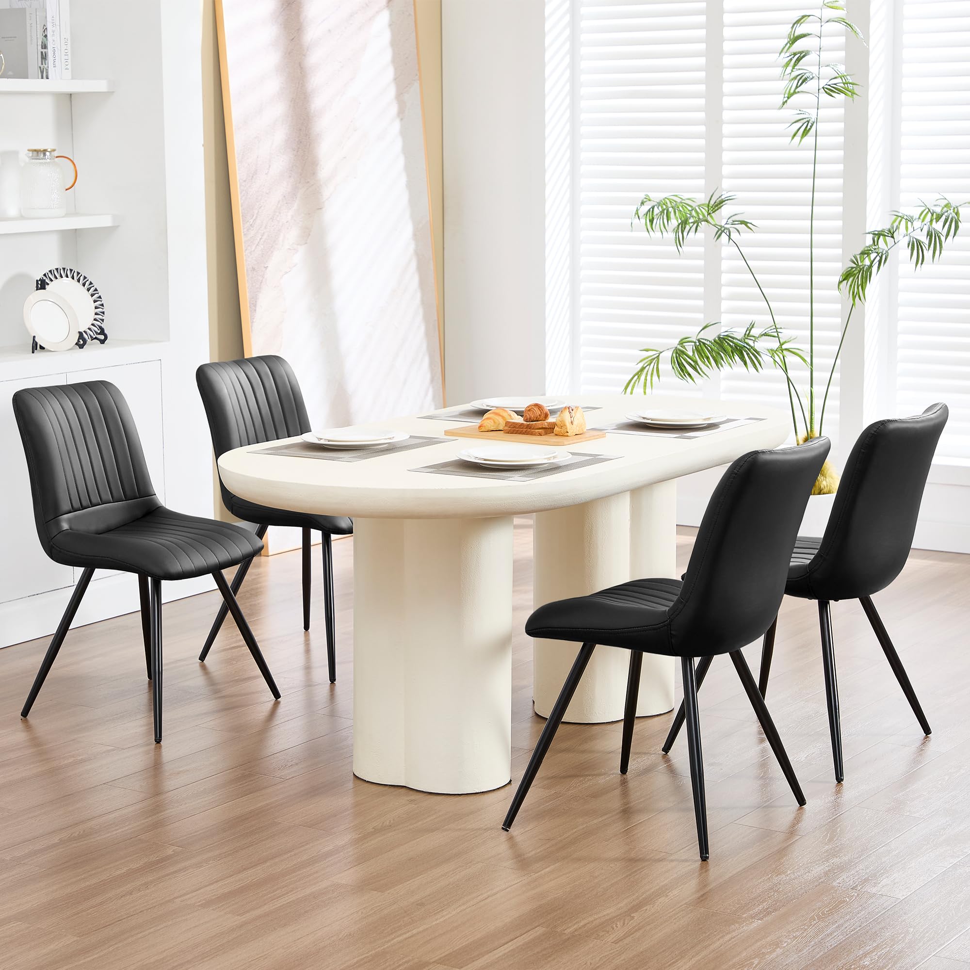 Choairy Black PU Leather Dining Chairs Set of 4