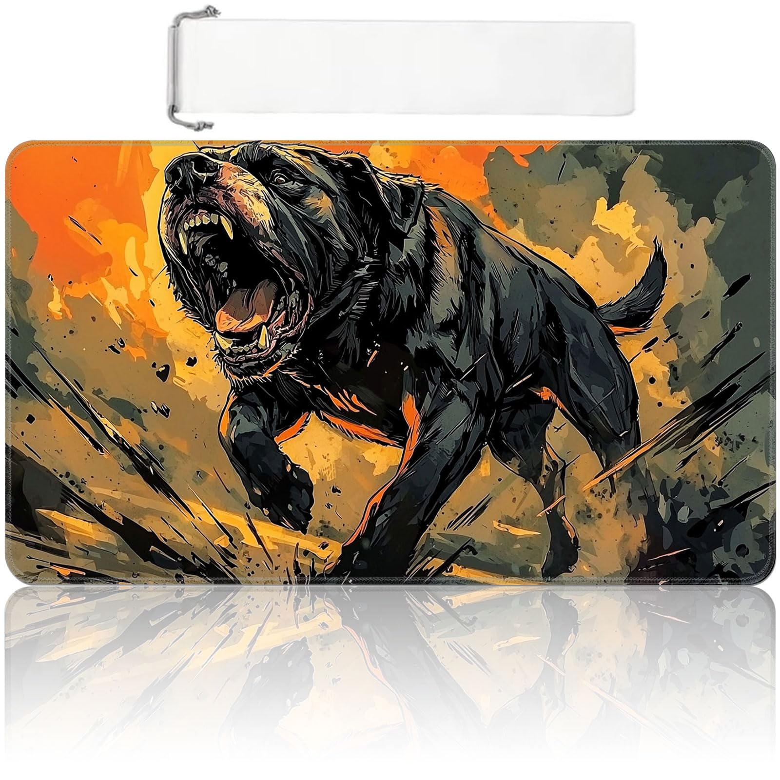 MTG Playmat 24x14 inch with Free Storage Bag, Non-Slip Rubber Base TCG Play Mat for Magic The Gathering, Card Playmat for YGO, Durable Portable Game Matt, Black Bear