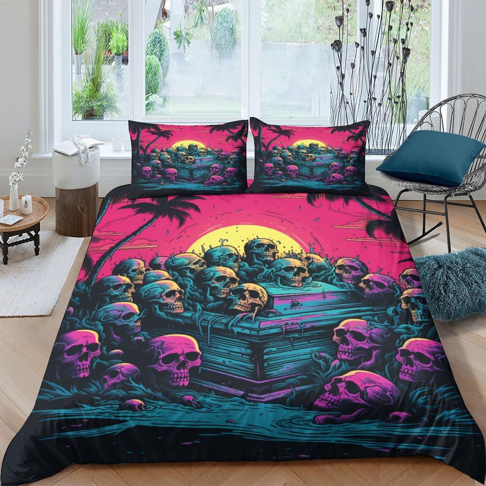 Housse de couette squelette 3D pour lit King pour un sommeil sain