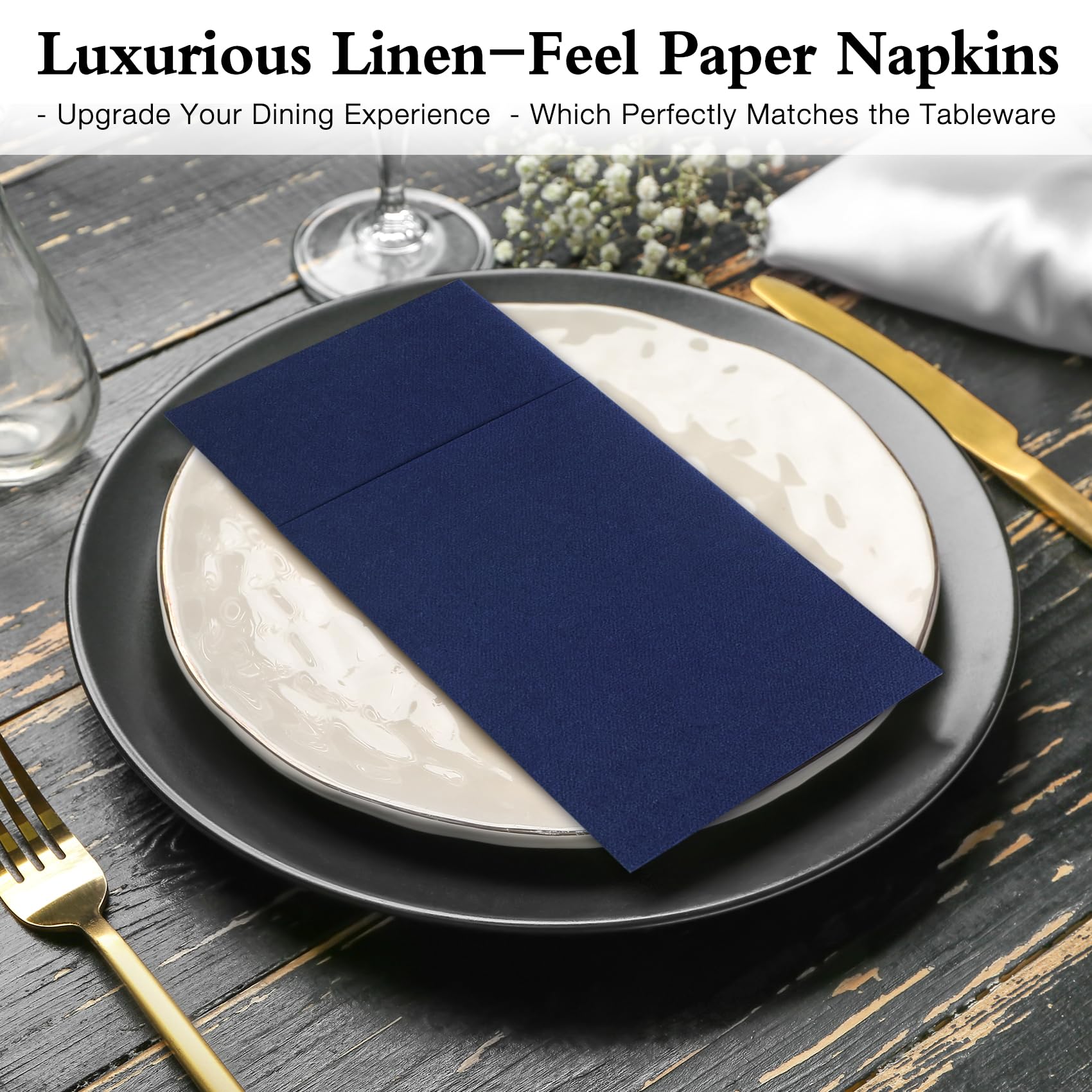 Servilletas de papel desechables, servilletas de cena con bolsillo integrado para cubiertos, servilletas de tela como servilletas, preplegadas para cuchillos y tenedores, servilletas de mano