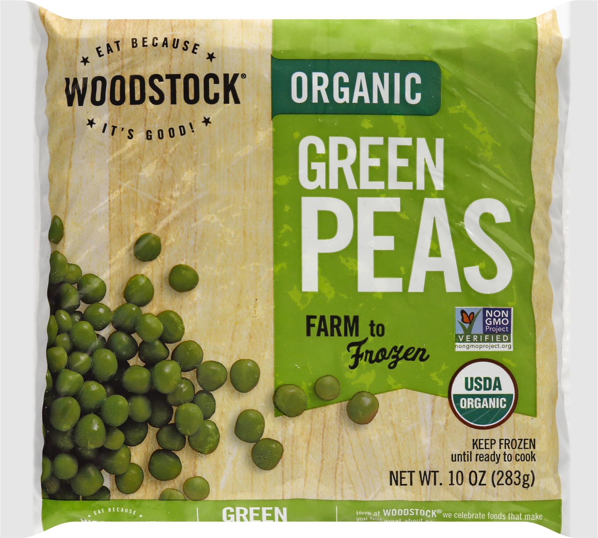 Woodstock Frozen Green Peas Organic, 10 oz