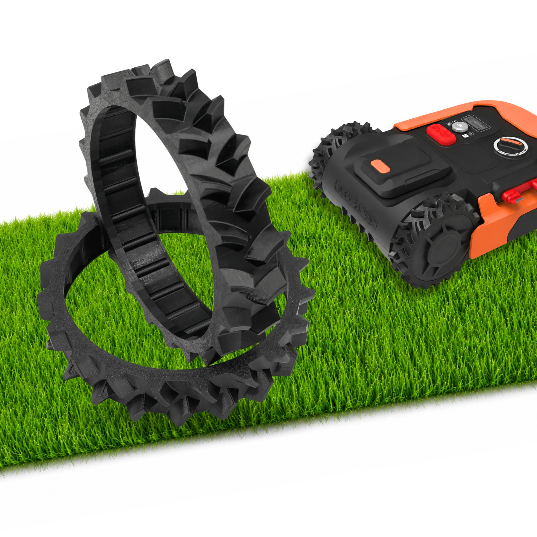 Perfil de rueda para WORX Landroid M500 / M700 / M1000 – Juego de neumáticos de tracción TPU (izquierda + derecha) – Perfil de rueda offroad para robot cortacésped – agarre mejorado – perfil de