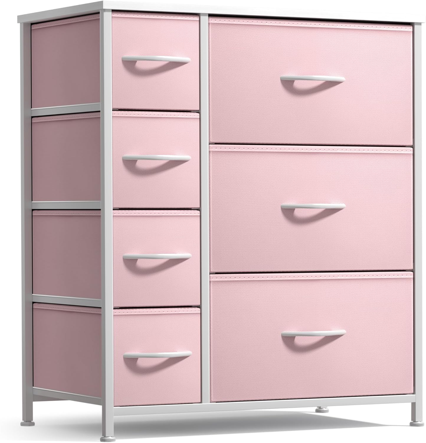 Sorbus 7-Drawer Pastel Pink Dresser - Foldable Fabric Storage Chest for Kids Bedroom, Nursery, Toys, Clothes