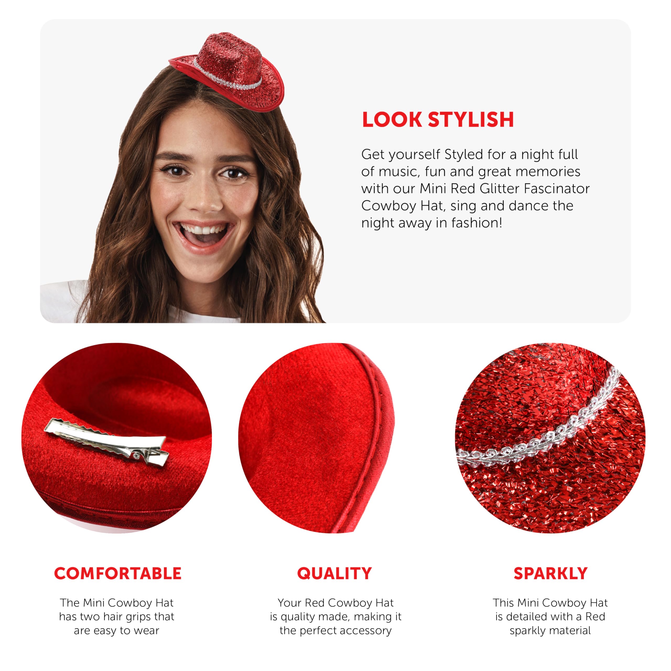 I LOVE FANCY DRESS Mini Sombrero DE Vaquera Brillante Rojo Accesorio Despedidas DE Soltera O para COMPLETAR Disfraces DE Vaquera Y Fiestas TEMATICAS (12 Unidades)
