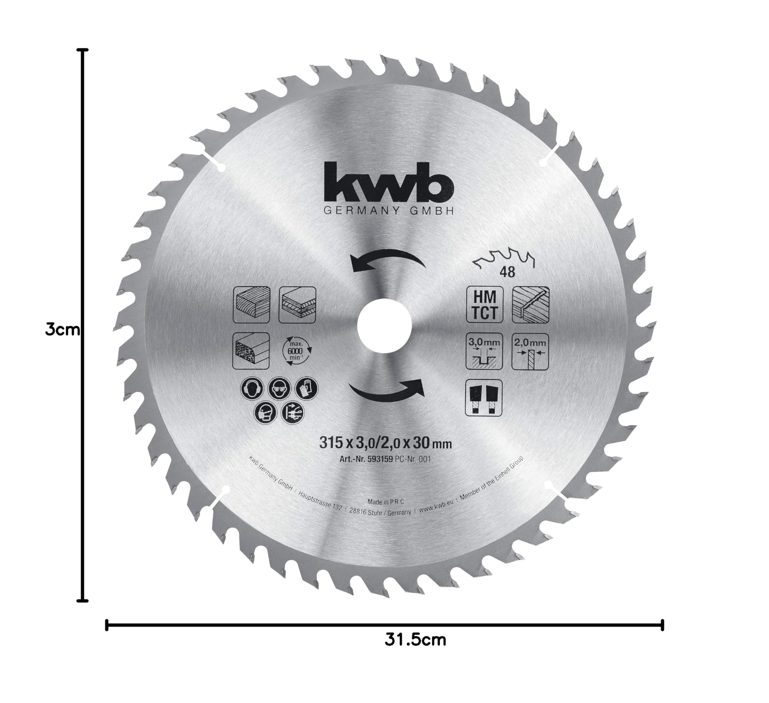 KWB 49593159 - Sierra circular HM (315 x 30 mm)