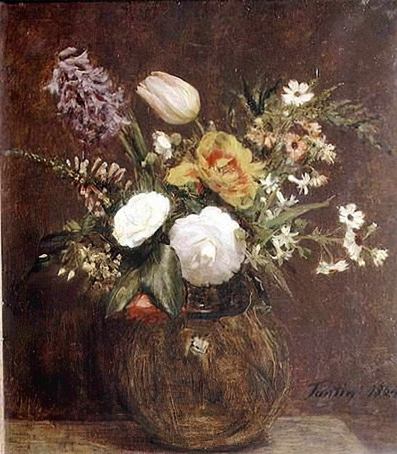 Posteriik No Frame Vintage Print Pop Art Landscape Artwork Flowers By Ignace Henri Jean Fantin Latour Art Prints For Office Home Decor 60X90cm