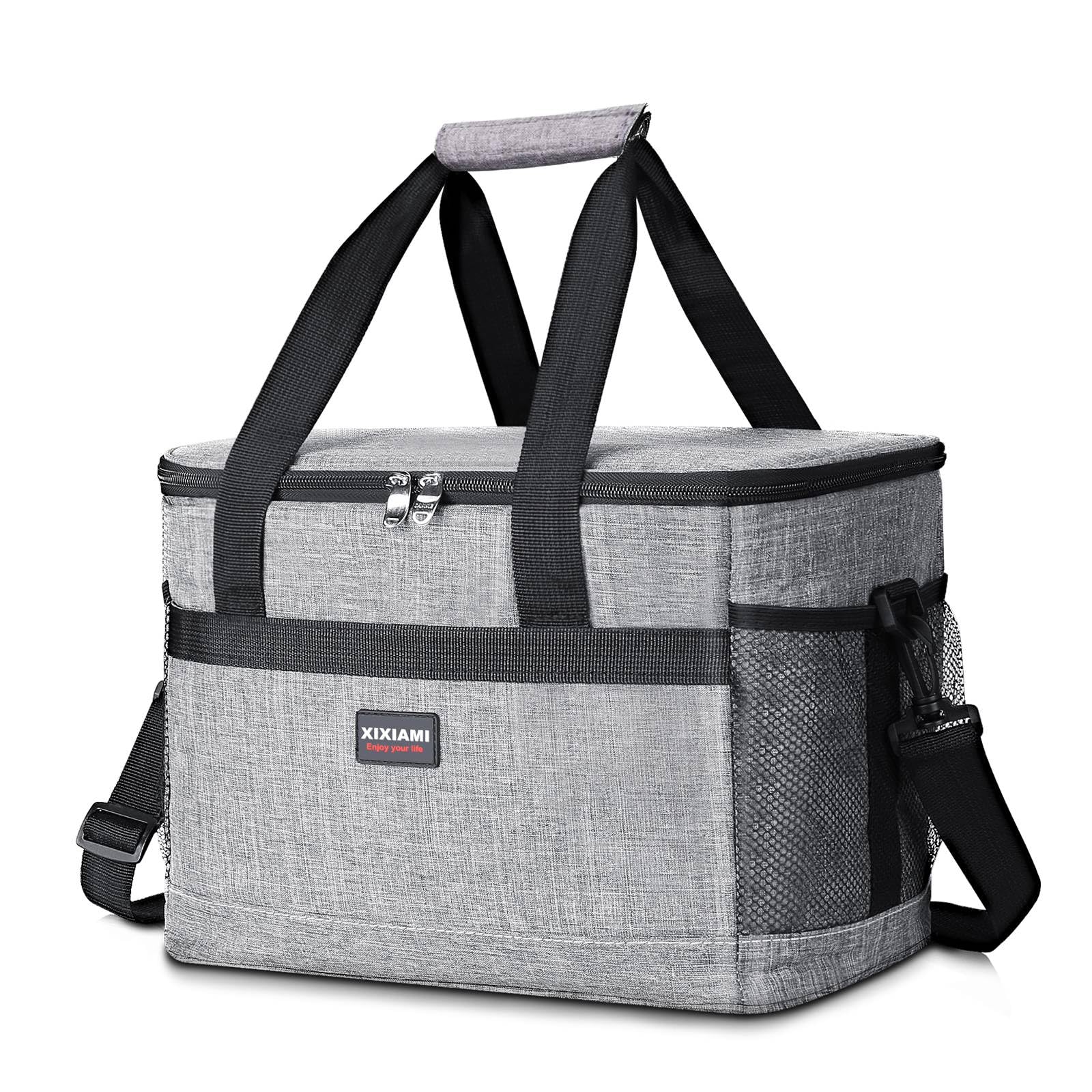 XIXIAMI Large Cooler Bag 20L Insulated Picnic Bag Food Storage Bag Cooling Bag Foldable Cool Bag Outdoor Drinks Cooler for Camping/Picnic/Fishing/Beach Party/BBQs-Army Green