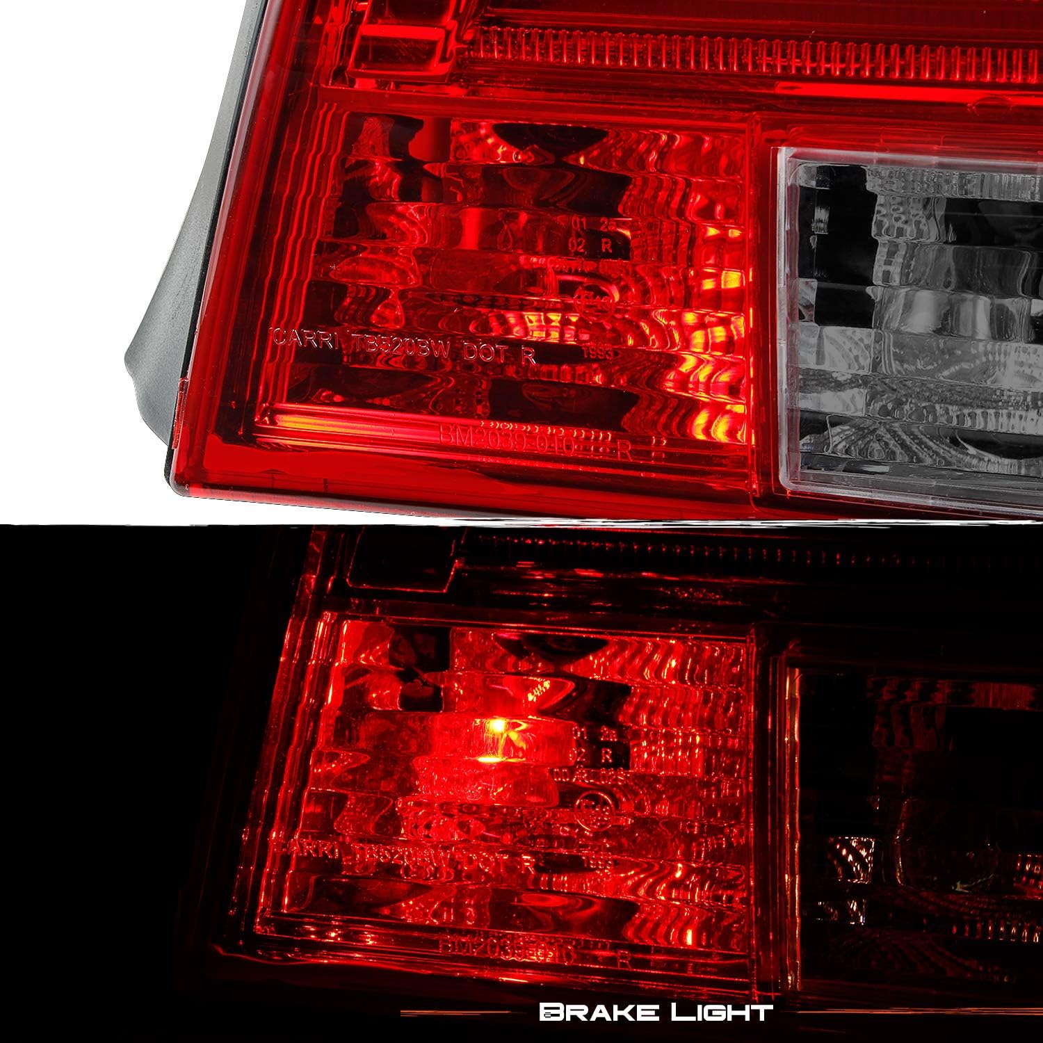 AKKON - For 1997-2000 BMW 5-Series E39 Sedan Model Red Smoked Tail Brake light Assembly Driver and Passenger Side Pair