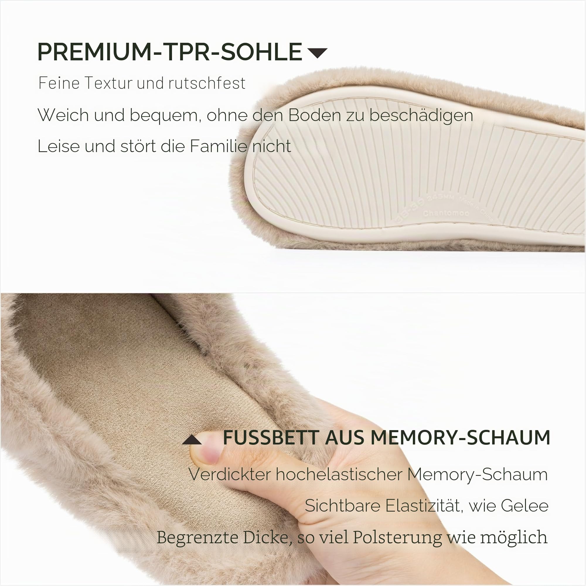 Chantomoo Damen-Hausschuhe, Kreuzband, flauschig, Memory-Schaum, Hausschuhe für Damen, Plüsch, bequem, Schlafzimmer, Kunstfell, Hausschuhe, rutschfeste Sohle, trendiges Geschenk, Hausschuhe