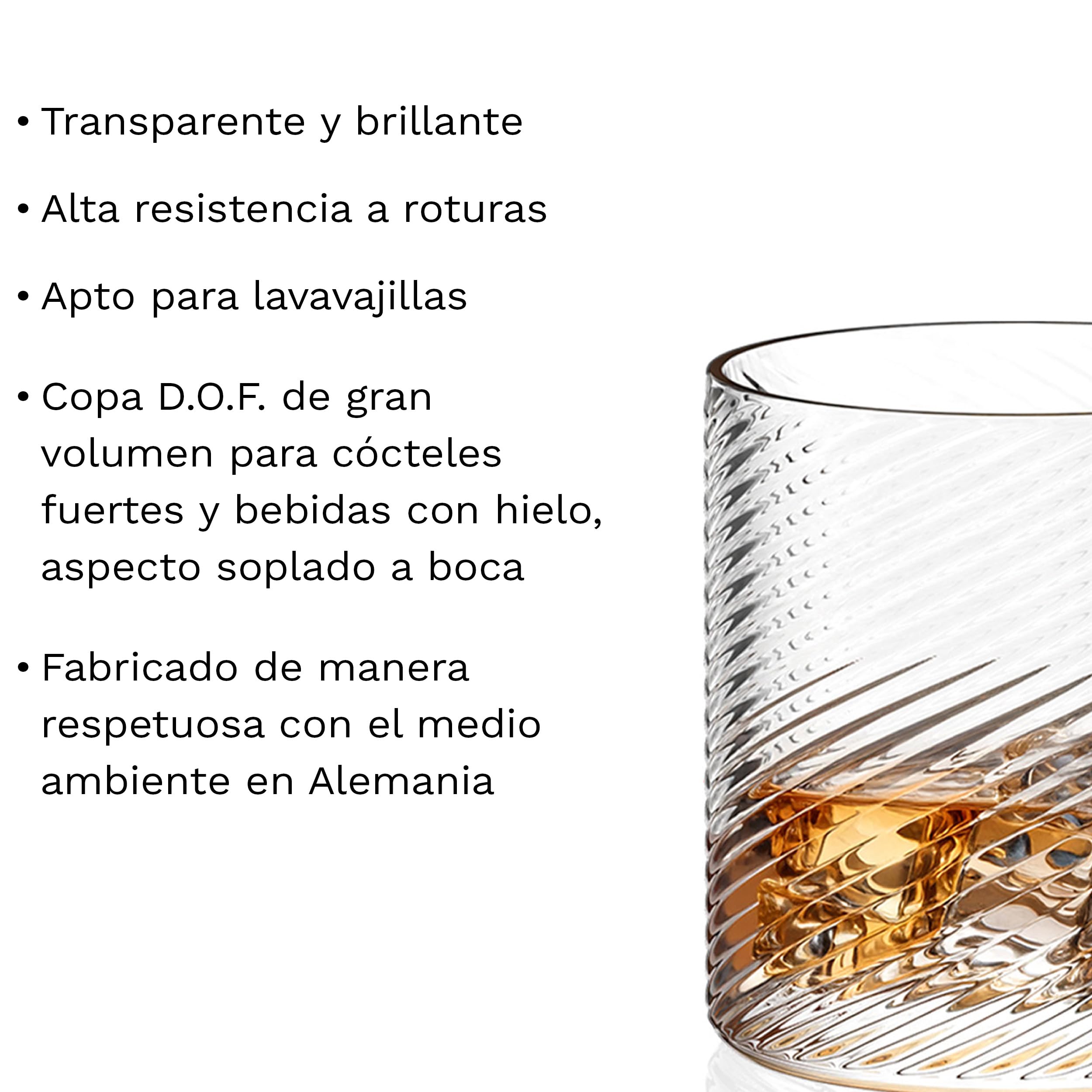 Stölzle Lausitz Berlin D.O.F. - Juego de 6 vasos de whisky de 500 ml, diseño de estilo Art Déco, con superficie texturizada de cristal, apto para lavavajillas, fabricado en Alemania