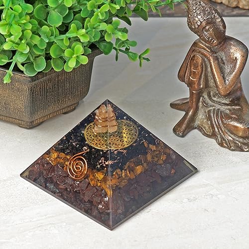 Miniatura 15 de Orgonite Crystal Orgone Pyramid for Triple Health Protection with Black Tourmaline, Citrine and Rose Quartz – Positive Energy Generator for Healing