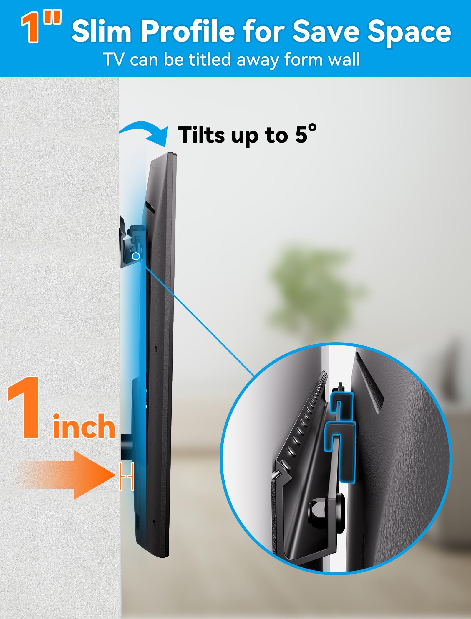 Snapklik.com : (2 Set) No Stud TV Wall Mount, No Drill Flat TV Hanger For 32-75 Inch TVs, Easy ...