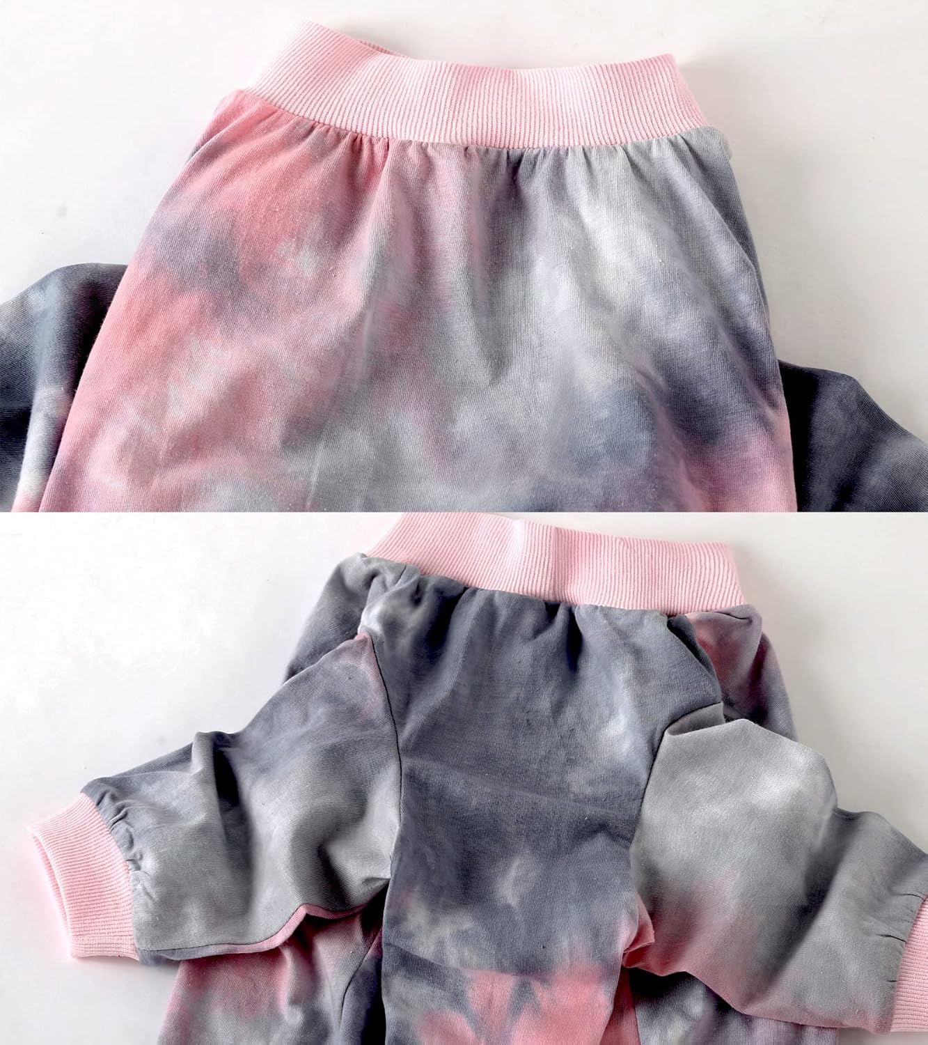 Dog Pajamas for Large Dogs Cotton Tie dye Pet Clothes Dog Onesie Jumpsuit Pet Sleeper Shirts Full Coverage Dog pjs (Large, Pink Tiedye)