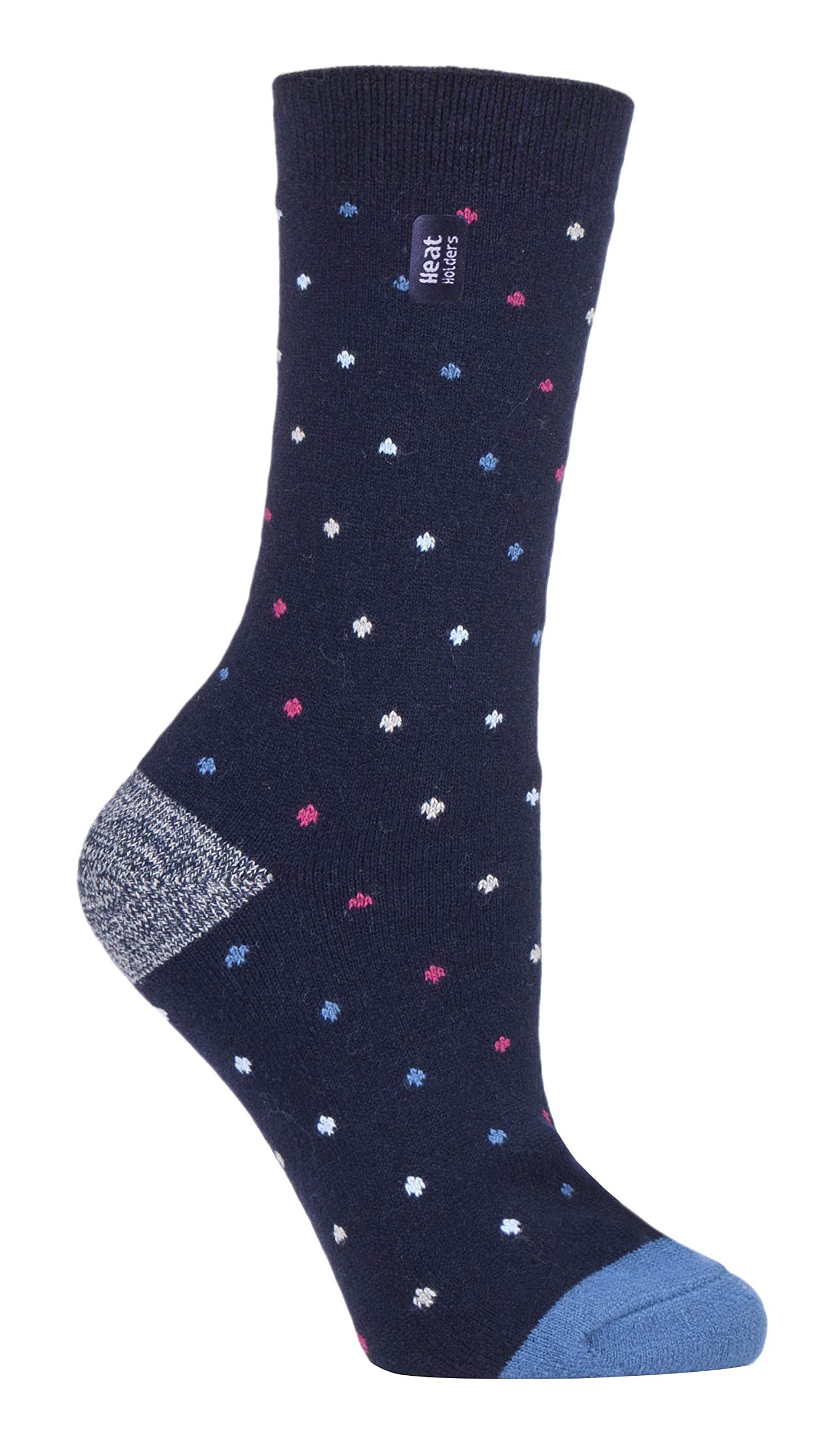 Heat Holders Women's Berry Navy Spots Ultra Lite - Thin Lightweight 1.0 Tog Winter Warm Casual Thermal Dress Socks (4-8 Uk, )
