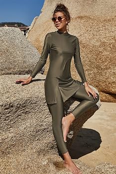 AllMonyba Muslimisches Badeanzug-Set 2-teilig – Burkini Mit UV-Schutz, Plus Size, Naher Osten Style, Schnell Trocknend