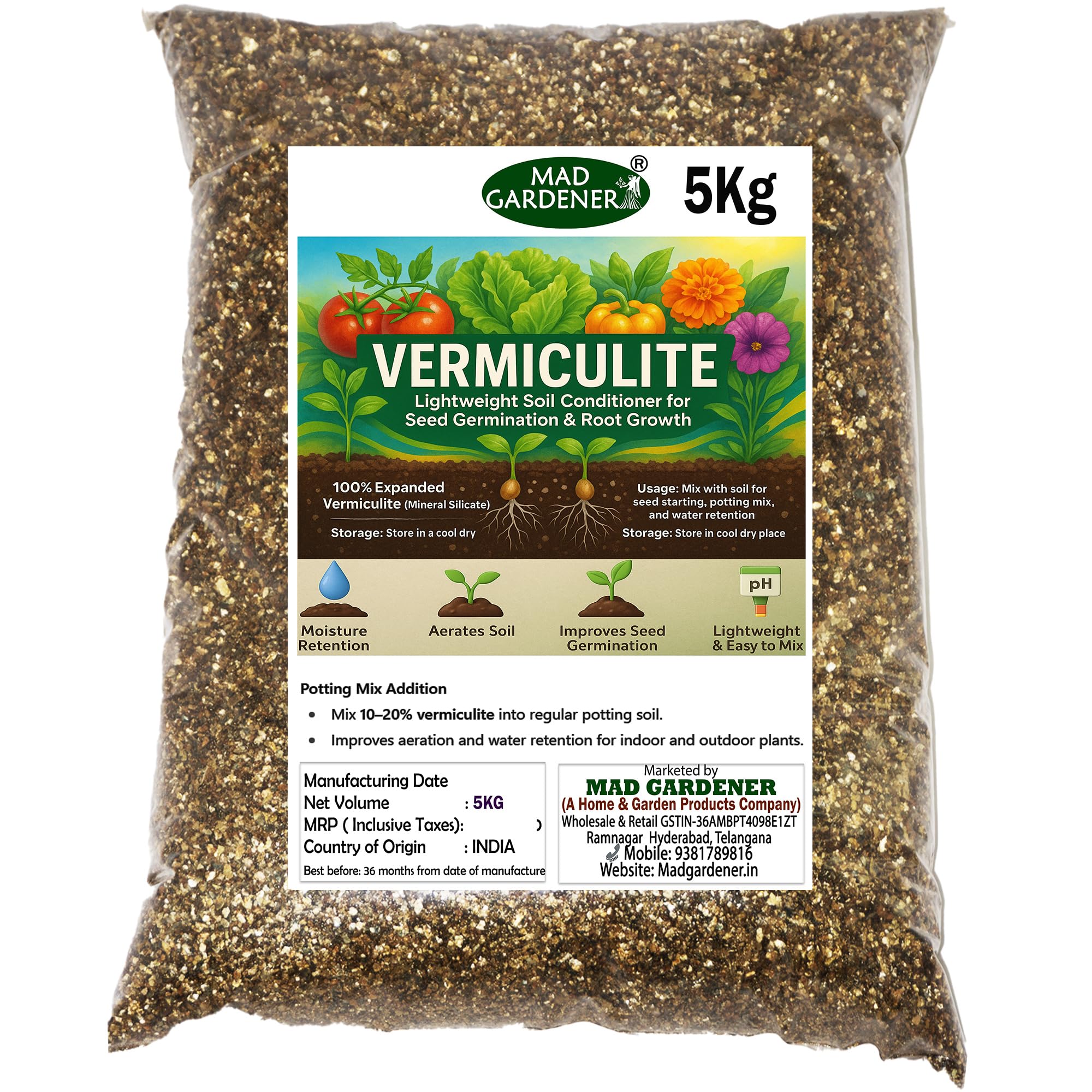 Vermiculite 5kg – Natural Soil Conditioner for Indoor Plants, Kitchen Garden, Pots, Flowers, Vegetables and Fruits-image-45