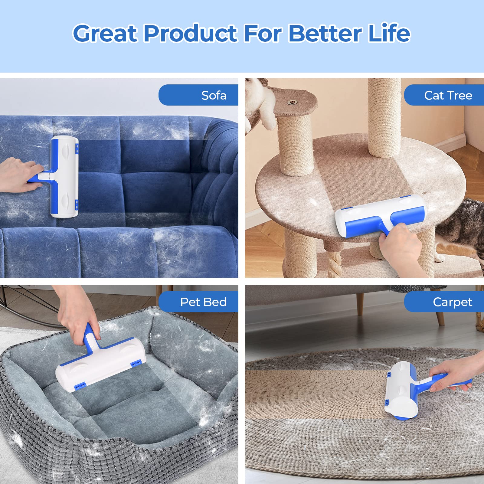 Brosse Anti Poils Chat | Animaux, Rouleau Poils Animaux | Chat, Attrape Poils Chat | Chien, Brosse Magique Poils Animaux | Chat, Rouleau à Poils d'animaux pour Canapé | Fauteuils | Tapis | Lit