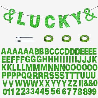 116 Pcs DIY Glitter Customizable Kit - Custom Banner with 111 Letters, Numbers, 3 Rope and 2 Threading Devices for Personalized Decor - Green
