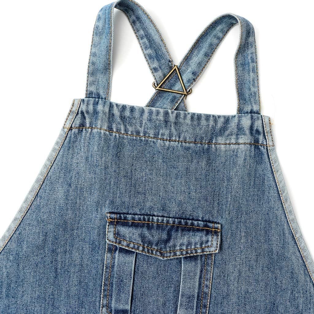 Jeanerlor - Womens Work Barber shop Cotton Apron for Hairstylist with Pockets for Women Cross Straps & Adjustable S to M (Blue)