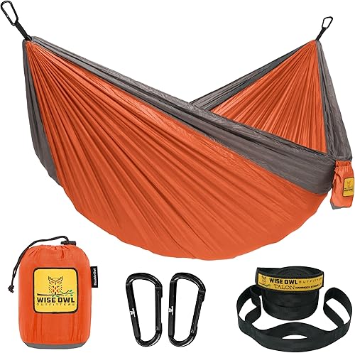 Wise Owl Outfitters Hamaca de camping  Hamaca portátil de 500 libras con correas de árbol  viajes, mochileros, senderismo, equipo de campamento al