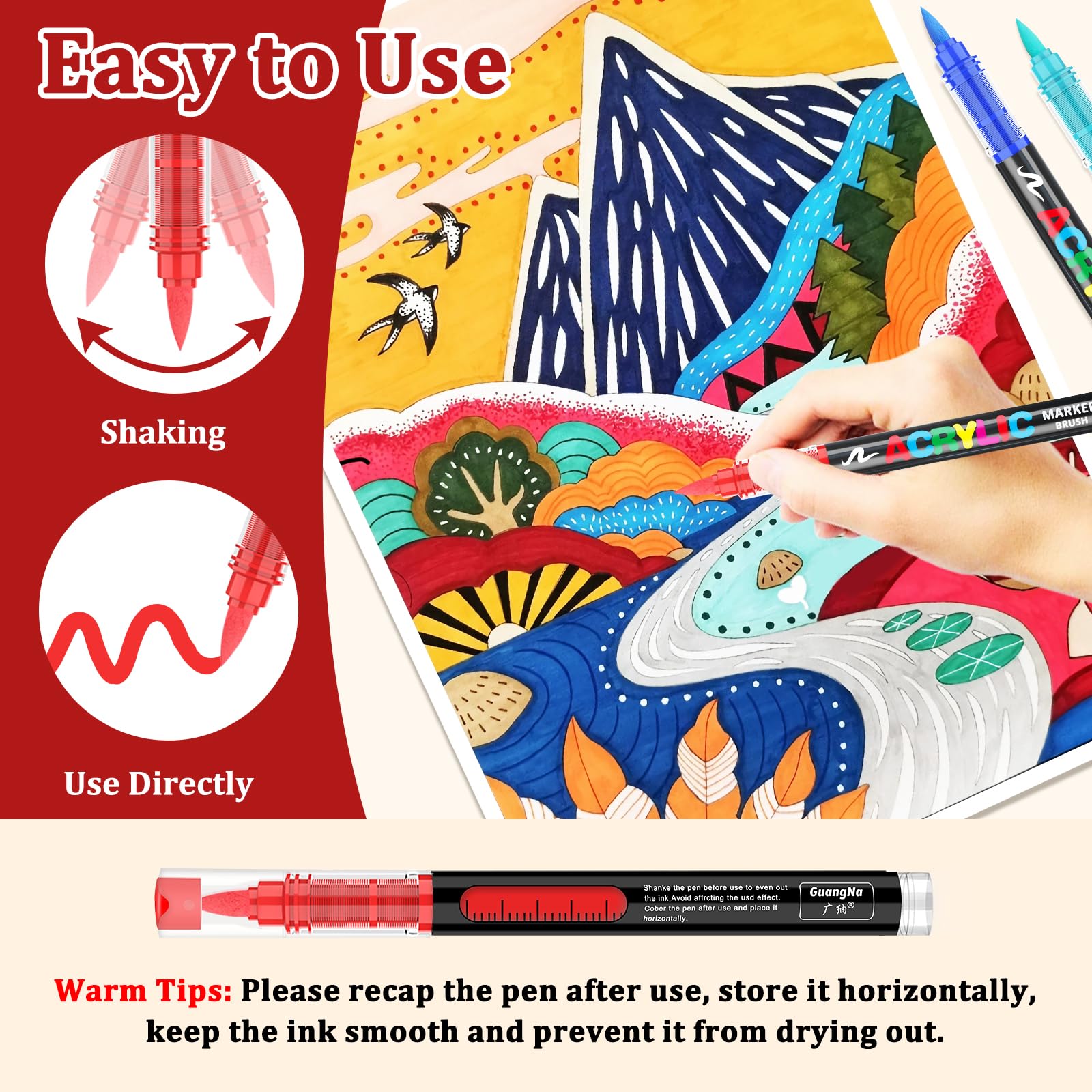Acrylstifte, 168 Farben Acrylic Marker mit flexibler Pinselspitze, Direktflüssigkeit Acrylic Paint Marker für Felsmalerei, Keramik, Holz, Glas
