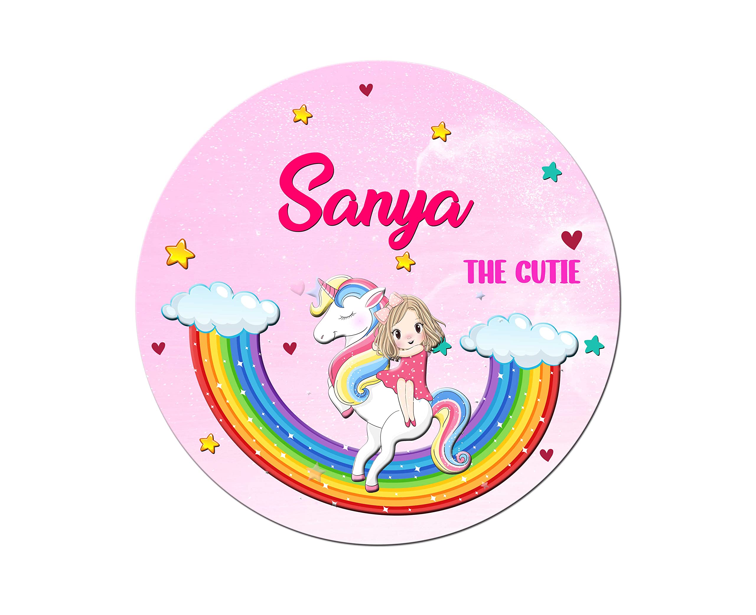 ASHVAH Unicorn Customizable Stylish Fridge Sticker Magnet - Gift on Happy Birthday for Friend, Daughter, Kids, Wife - Name - Sanya