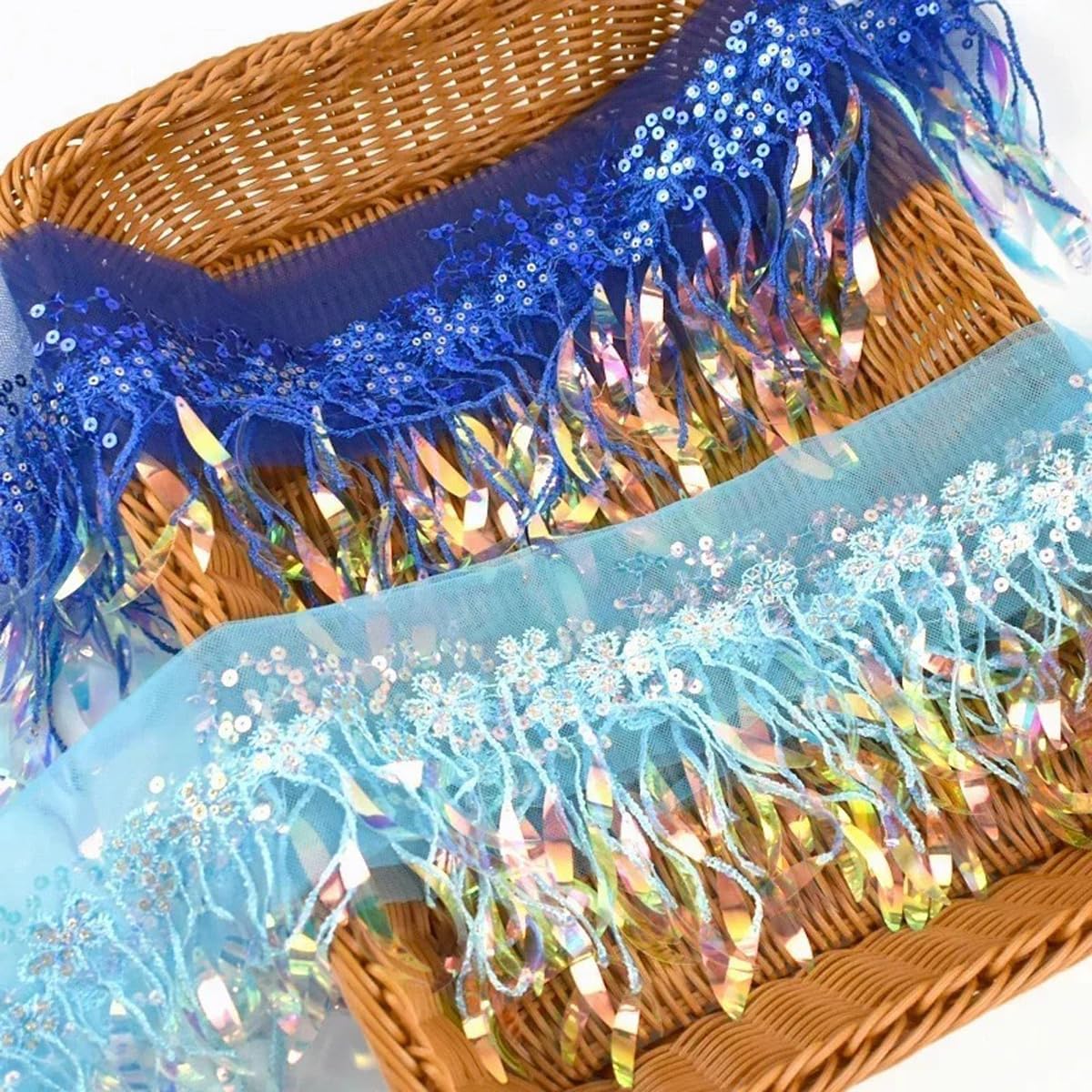 3yards 5.9inch Wide Shining Glitter Fringe Trim, Sewing Trim Fringe for Clothes Curtain Dress Decoration - Purple