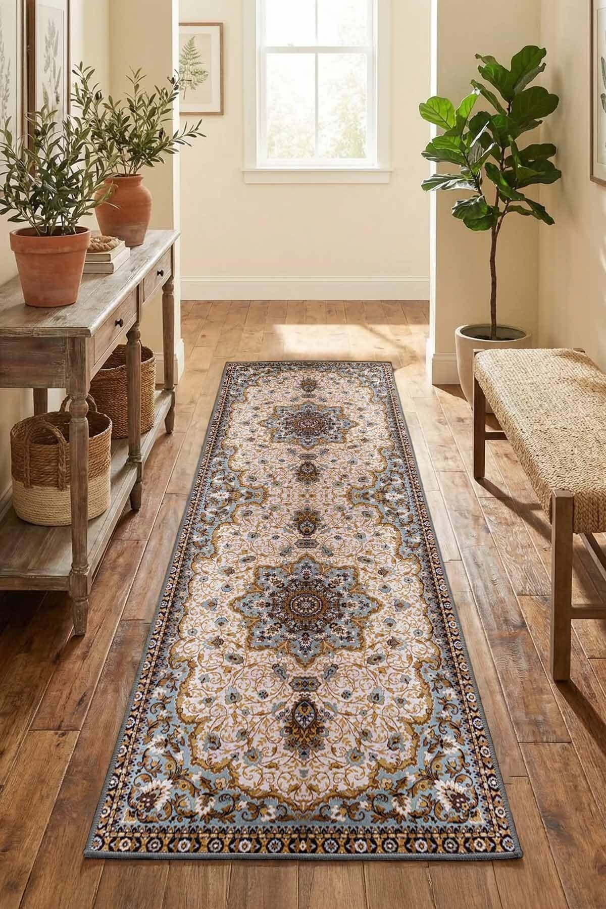 Monnhein Vizon Yolluk A-12 - Yıkanabilir, Kaymaz Taban, Dijital Baskılı, Leke Tutmaz, İnce Hav, Modern Koridor, Mutfak, Antre ve Salon için Dekoratif Yolluk