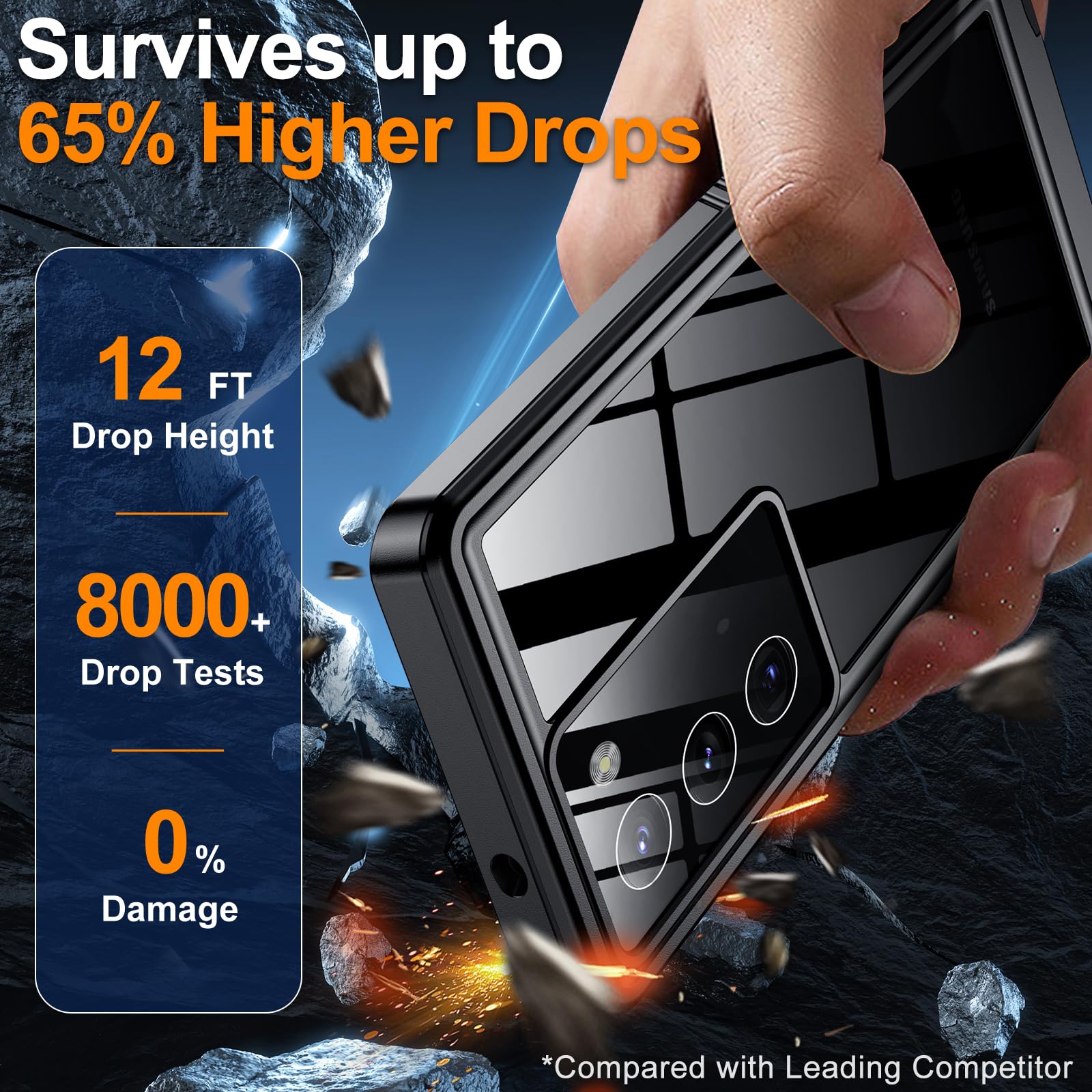 Hualele Handyhülle Schutzhülle für Samsung Galaxy Note 20, wasserdicht, integriertes Objektiv und Displayschutzfolie, robust, Militärqualität, IP68, Unterwasserschutzhülle, Schwarz