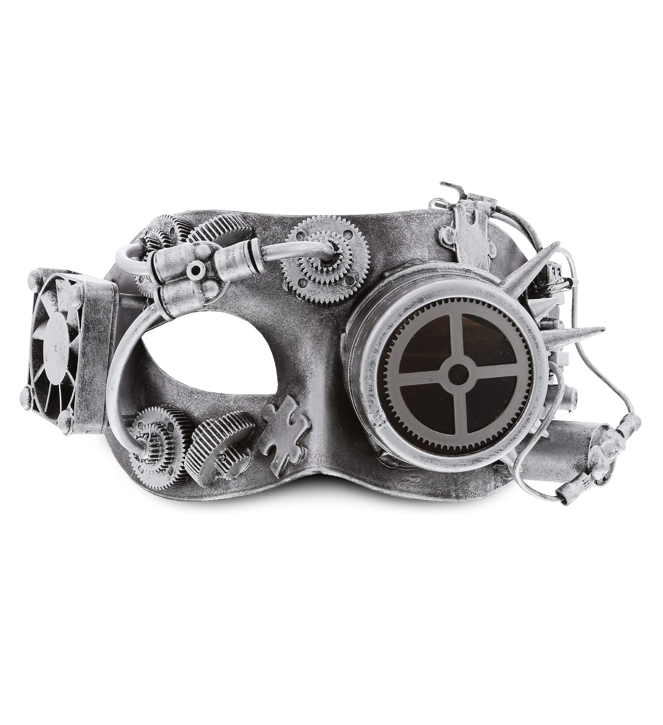 Mechanical Silver Steampunk Mask - Silver Masquerade Mask for Men & Women, Steampunk Costume Party Mask, Perfect for Halloween, Costume Parties, Conventions, and Special-Themed Events
