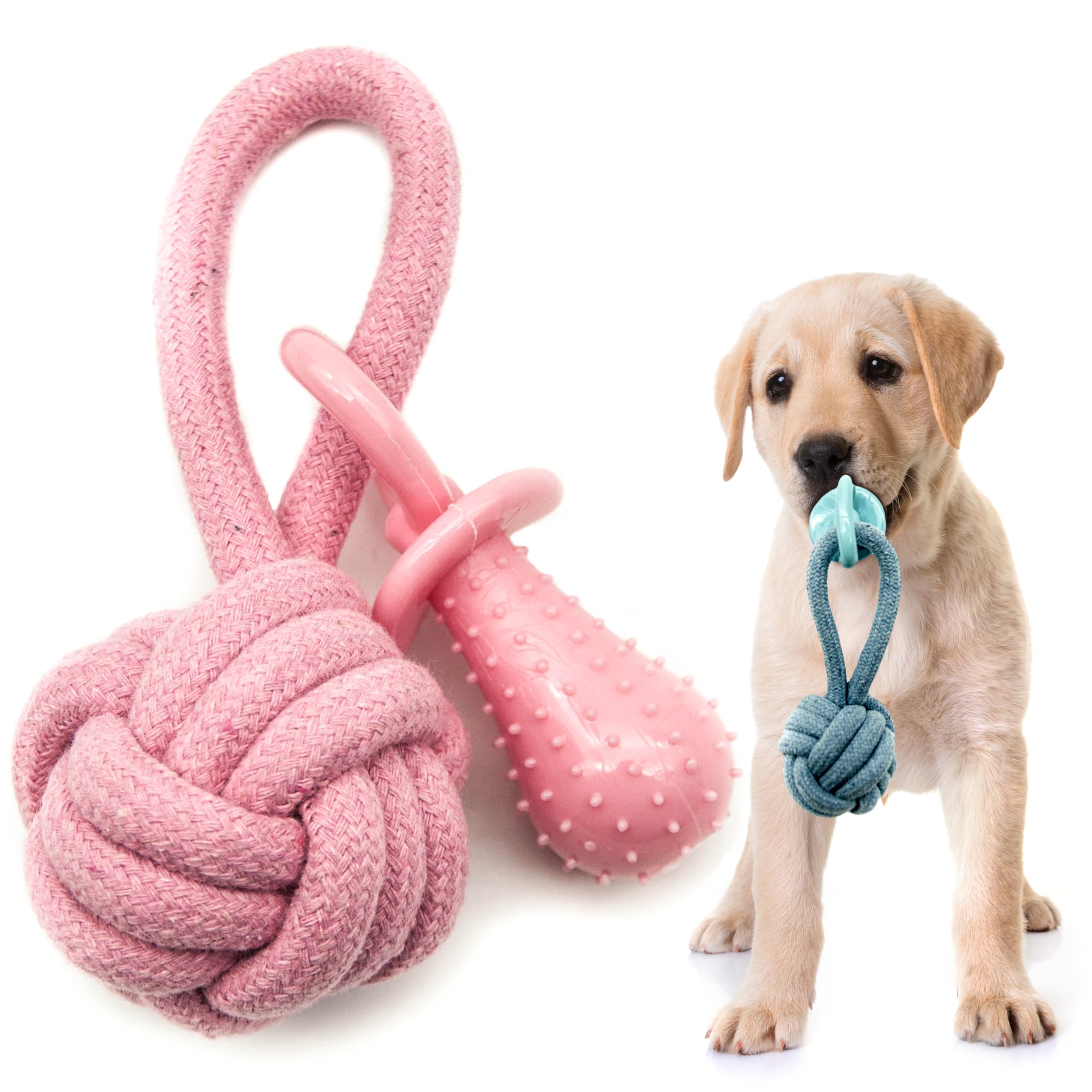 Petopedia 2 in 1, Braided Knot Balls for Dogs with Dummy, Puppy Chew Toys, Rope Toys - Image 2