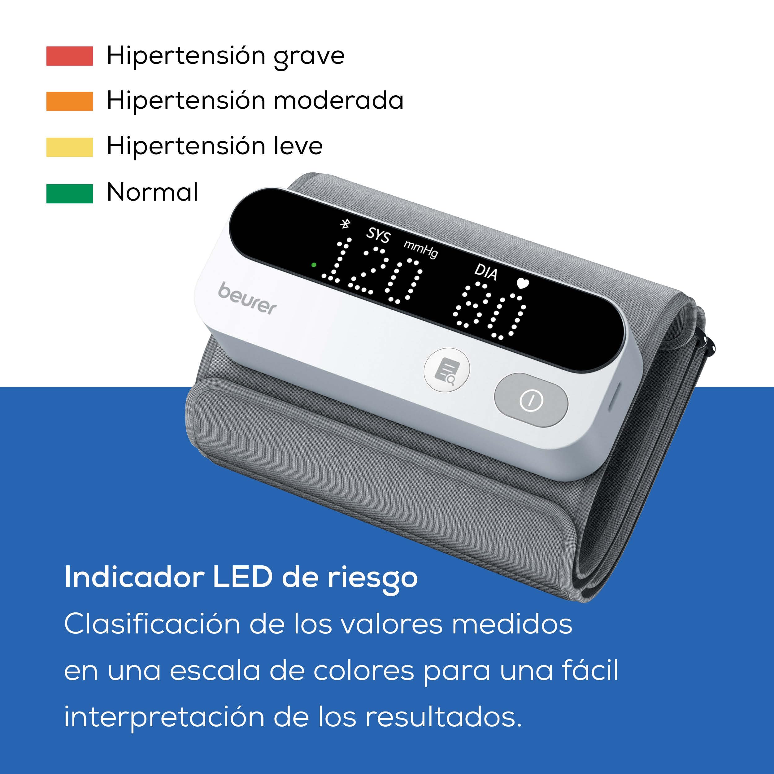 Beurer BM 59 Tensiómetro de Brazo, Brazalete Sin Tubos, Indicador de Riesgo LED, Detección de Arritmias, 22-42 cm, App, Apple Health
