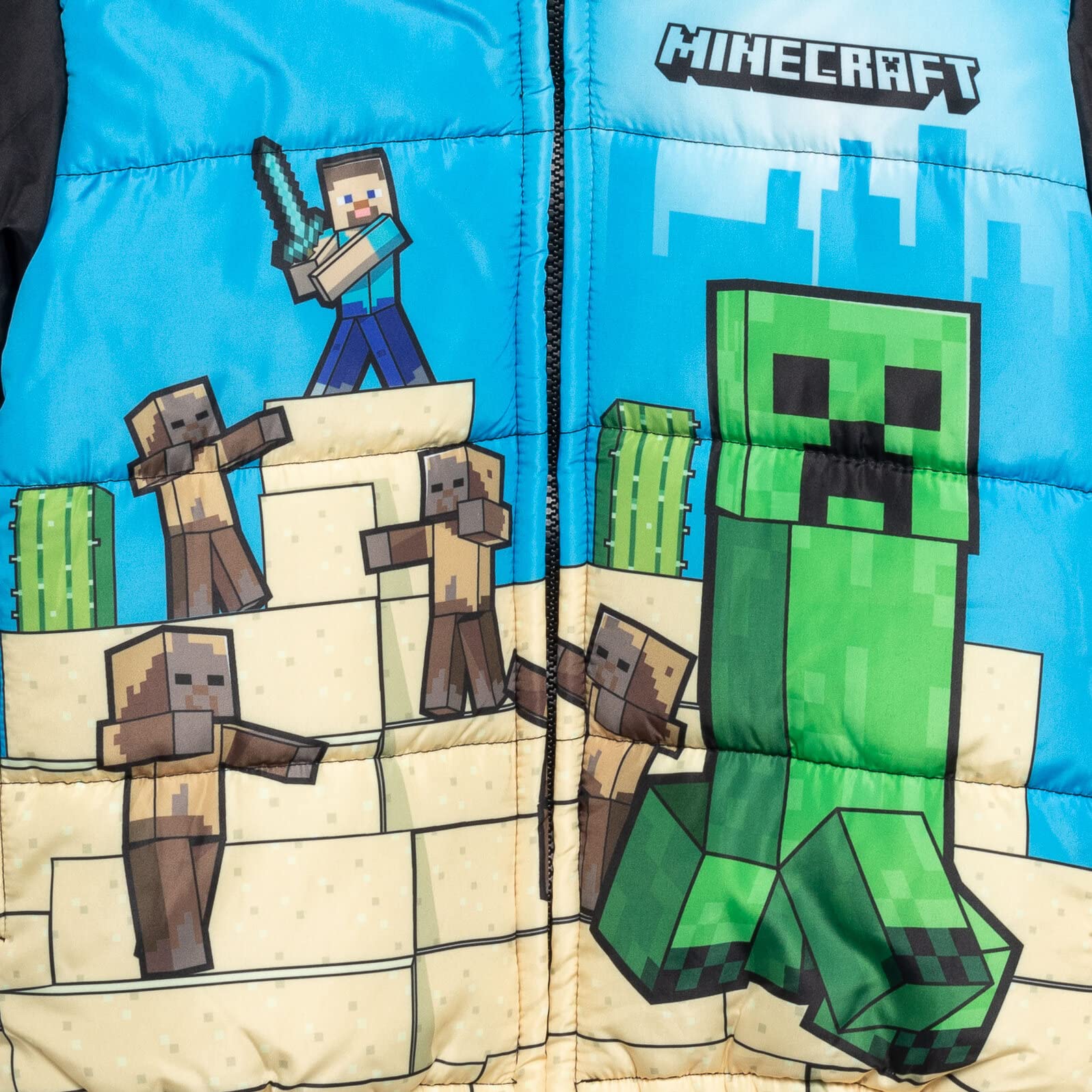 Minecraft Creeper Steve - Abrigo de invierno con cremallera para niños pequeños a niños grandes