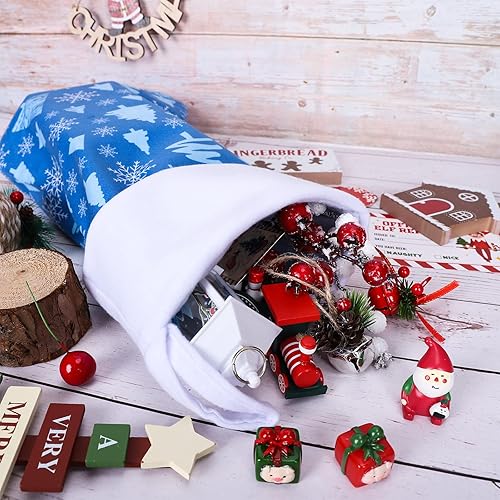 Miniatura 3 de Whaline Juego de 4 medias de Navidad, medias de franela de 18 pulgadas de tamaño grande con copos de nieve, diseño de reno de árbol de Navidad para