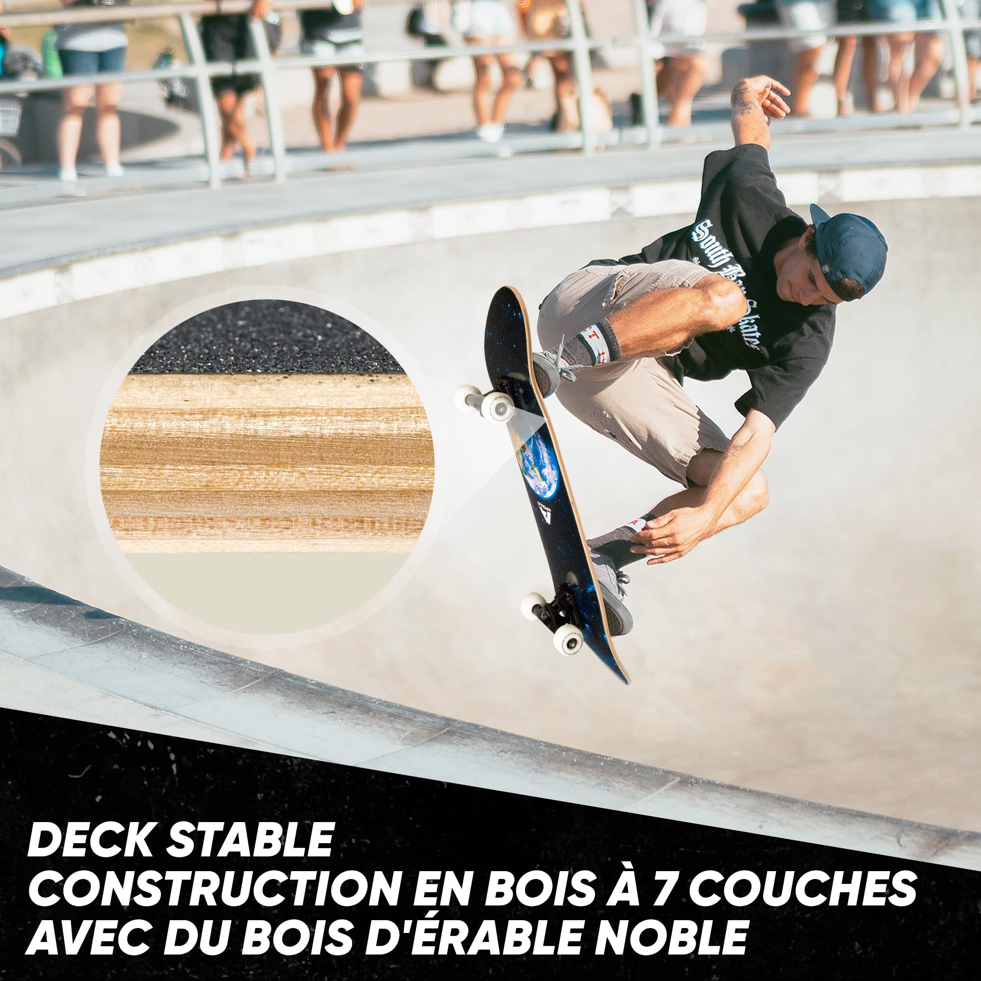 Apollo Skateboard Enfants et Adultes, Pont en Bois à 7 Couches