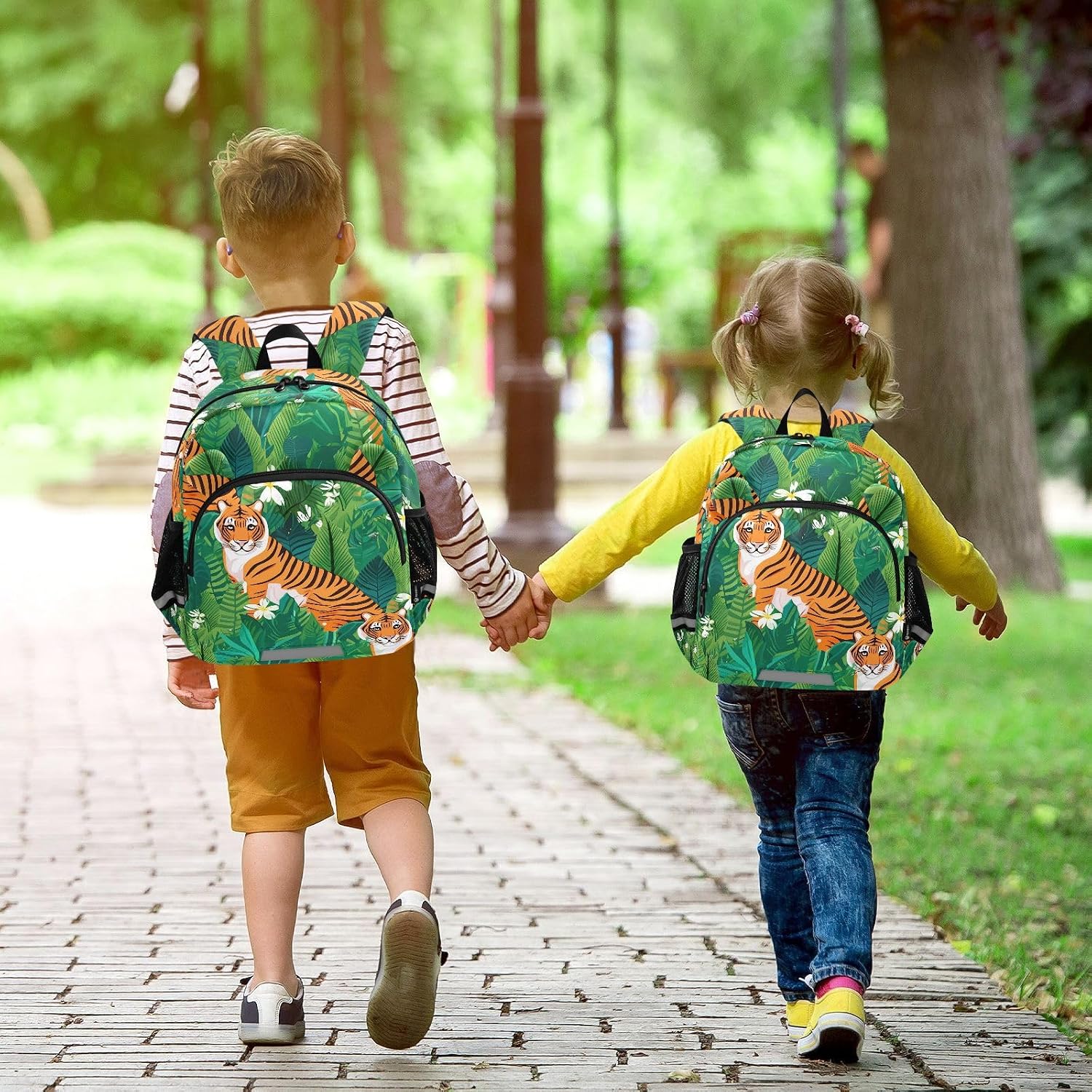Jungle Tiger Flower Toddler Harness Backpack for Boys Girls 3-6 Years Kids Backpack with Anti Lost Safety Leash Baby Protection Backpack for Walking Preschool Travel