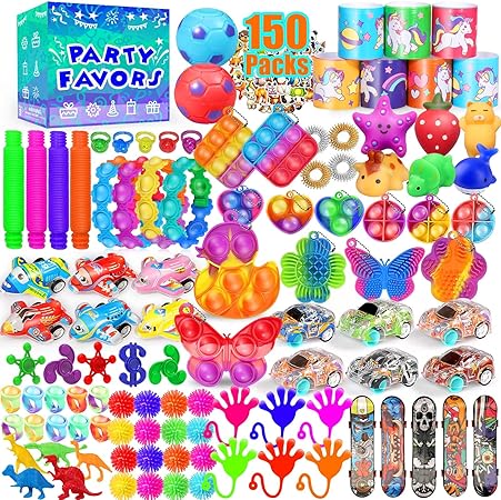 Party Favors for Kids 8-12 4-8, 150-Pack Fidget Toys Bulk, Treasure Box Toys for Classroom, Stocking Stuffers Goodie Bags, Classroom Prizes, Birthday Holiday for Boys Girls