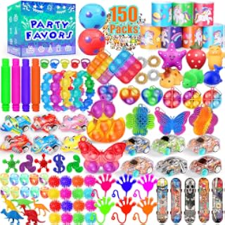 Recuerdos de fiesta para niños de 8-12 y 4-8 años, paquete de 150 juguetes fidget a granel, juguetes de caja del tesoro para el aula, rellenos para calcetines, bolsas de dulces, premios de aula