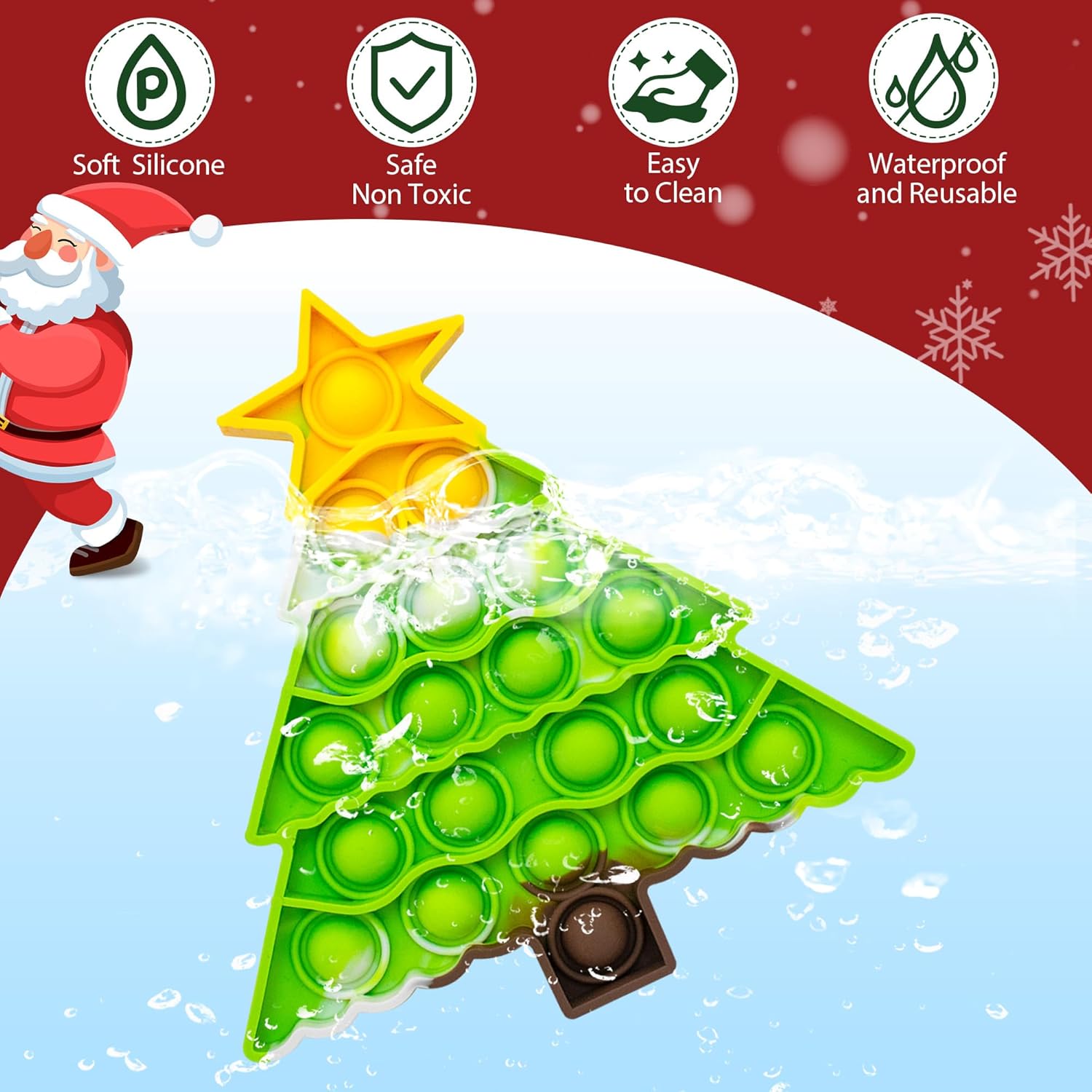 Christmas Tree Fidget Toys,Small Christmas Push Bubble Sensory Pop Toy Xmas Gifts for Kids Toddlers Girl Boy Adults Toy for Autism Anxiety Stress Relief Stocking Stuffer Party Favors Decorations
