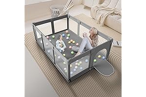 Oversized Playpen with Mesh Top Cover for Safe Indoor & Outdoor Play