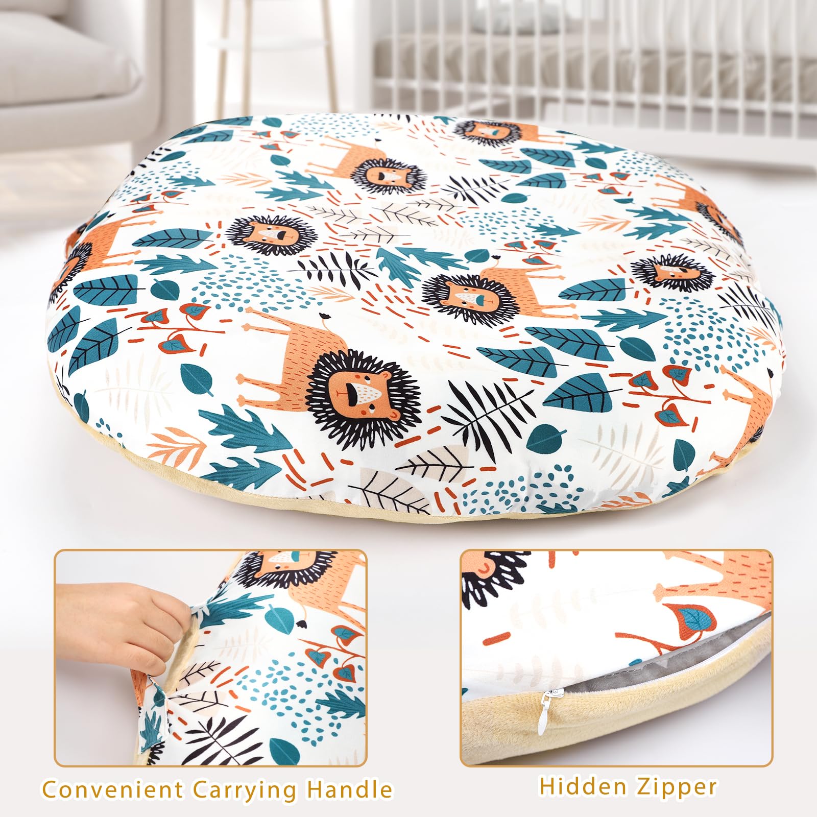 SWESEN Newborn Lounger Cover, 1 Pack Soft Removable Slipcovers for Infant Lounger, Cozy Baby Lounger Cover for Boys and Girls, Covers Only, Lion