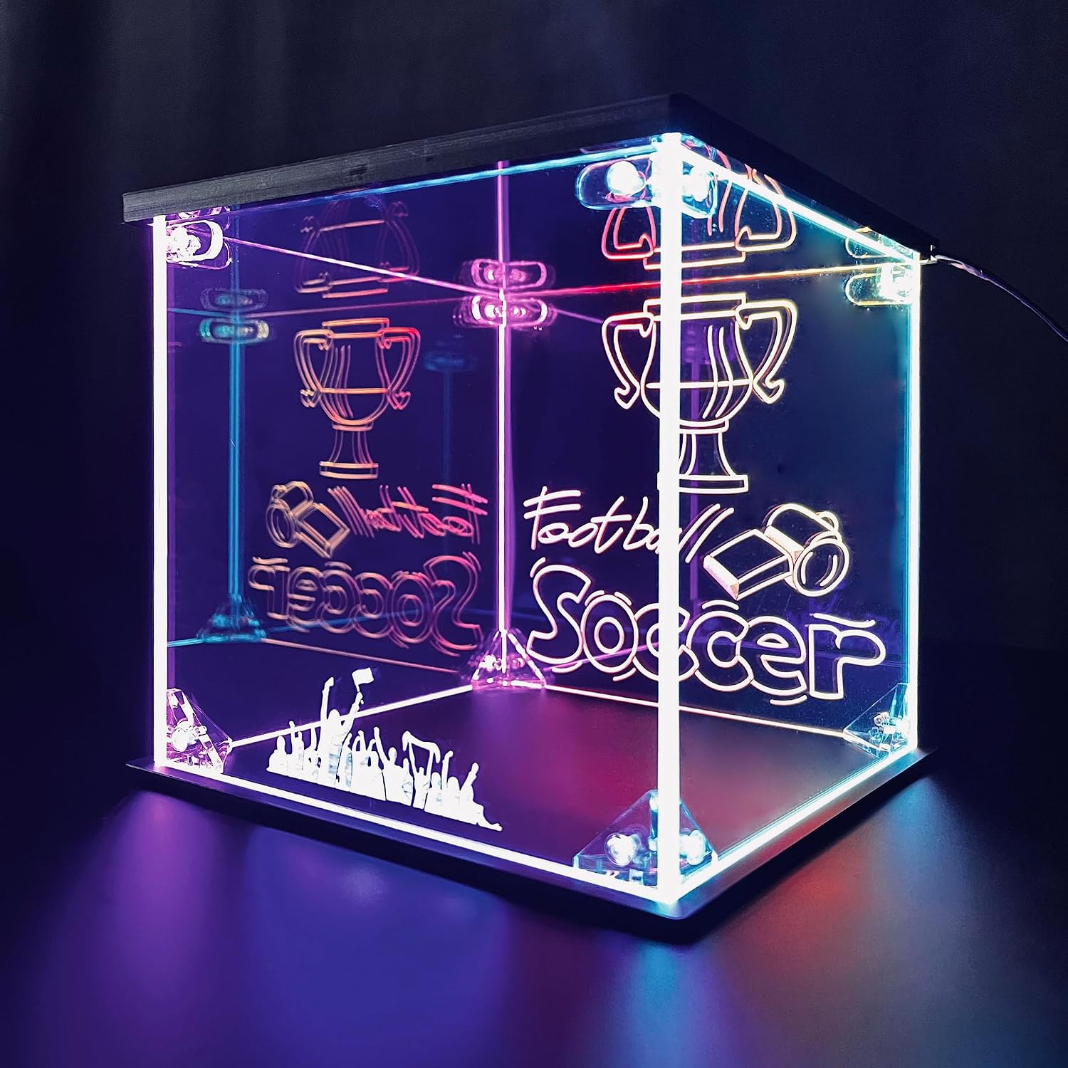 ADVPRO Personalized/Custom-made Soccer Glory Showcase LED Trophy and Whistle Display Case Scenario Box Mobile control of color, brightness & music. 210 preset display scenarios dc3-i0017-tm